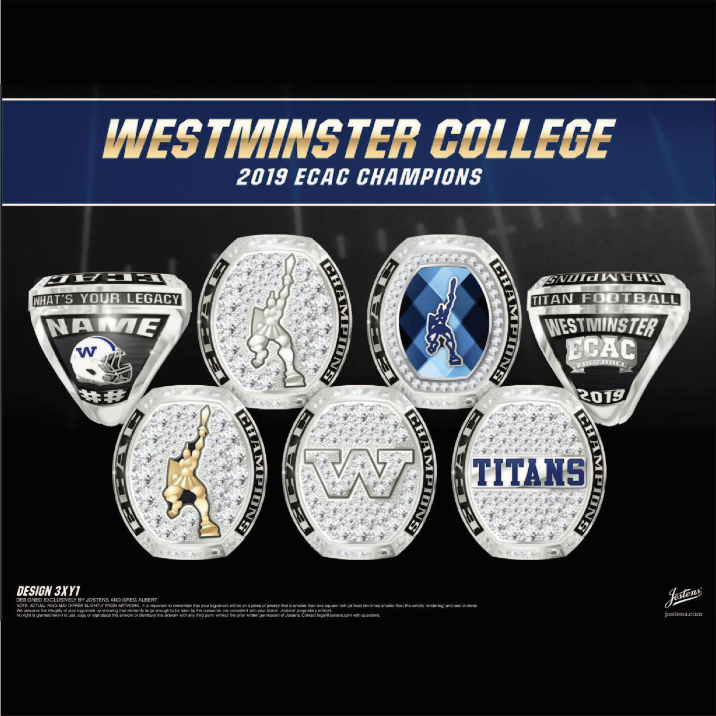 Westminster College Men's Football 2019 ECAC Championship Ring