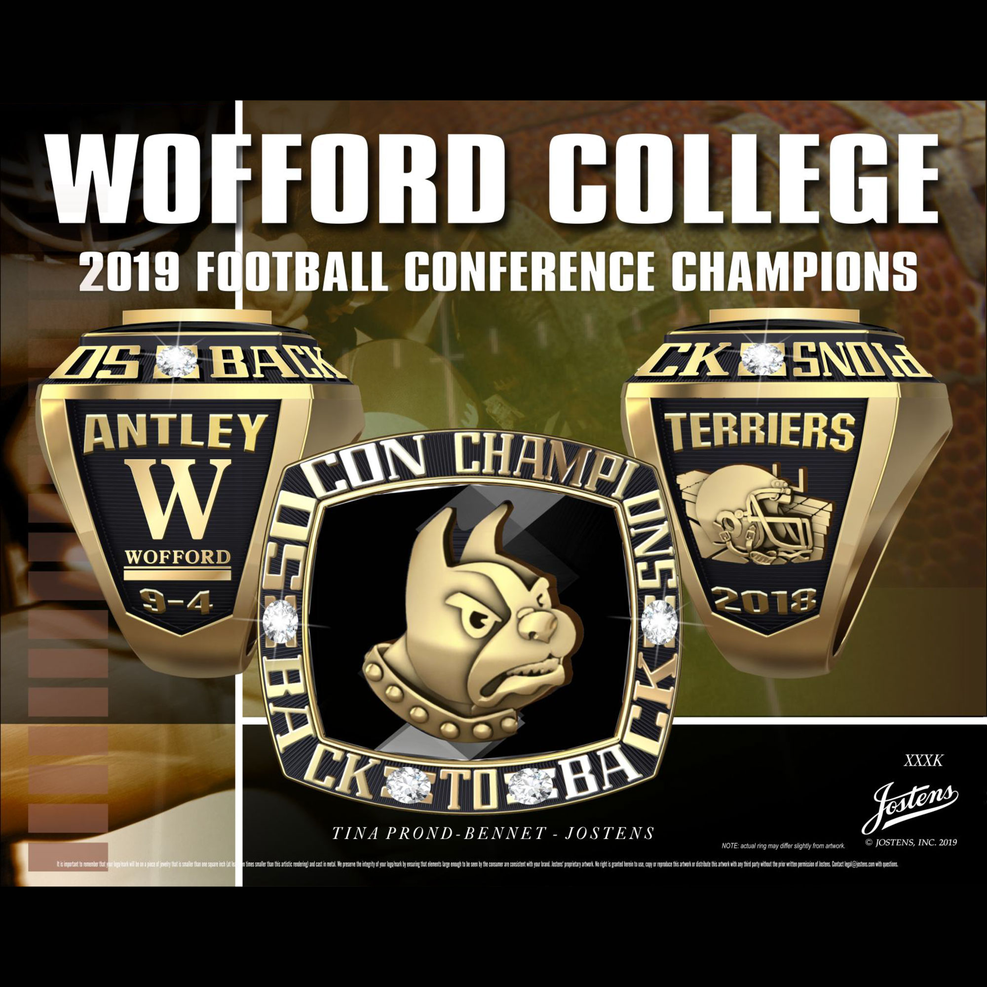 Wofford College Men's Football 2018 SoCon Championship Ring