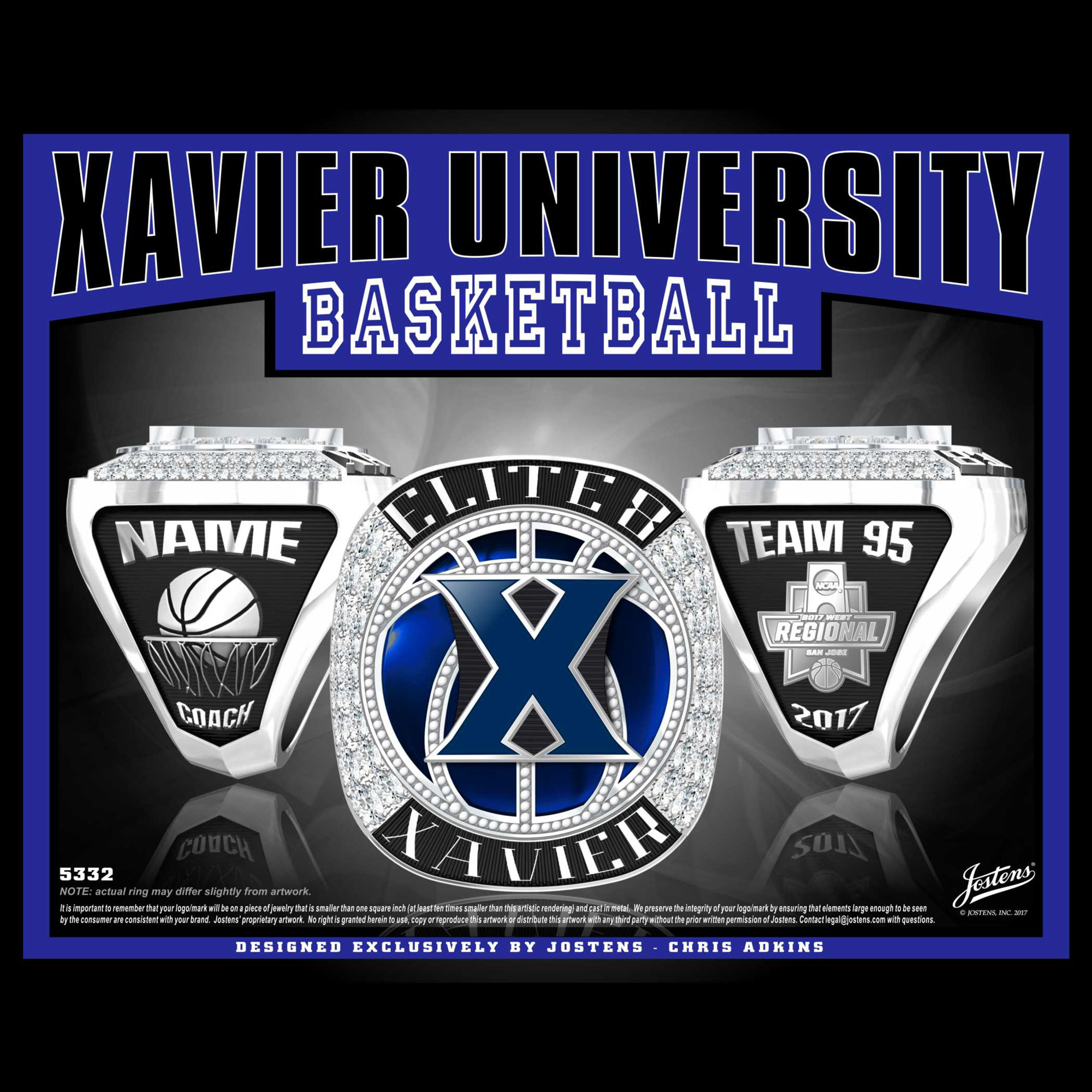Xavier University Men's Basketball 2017 Elite 8 Championship Ring