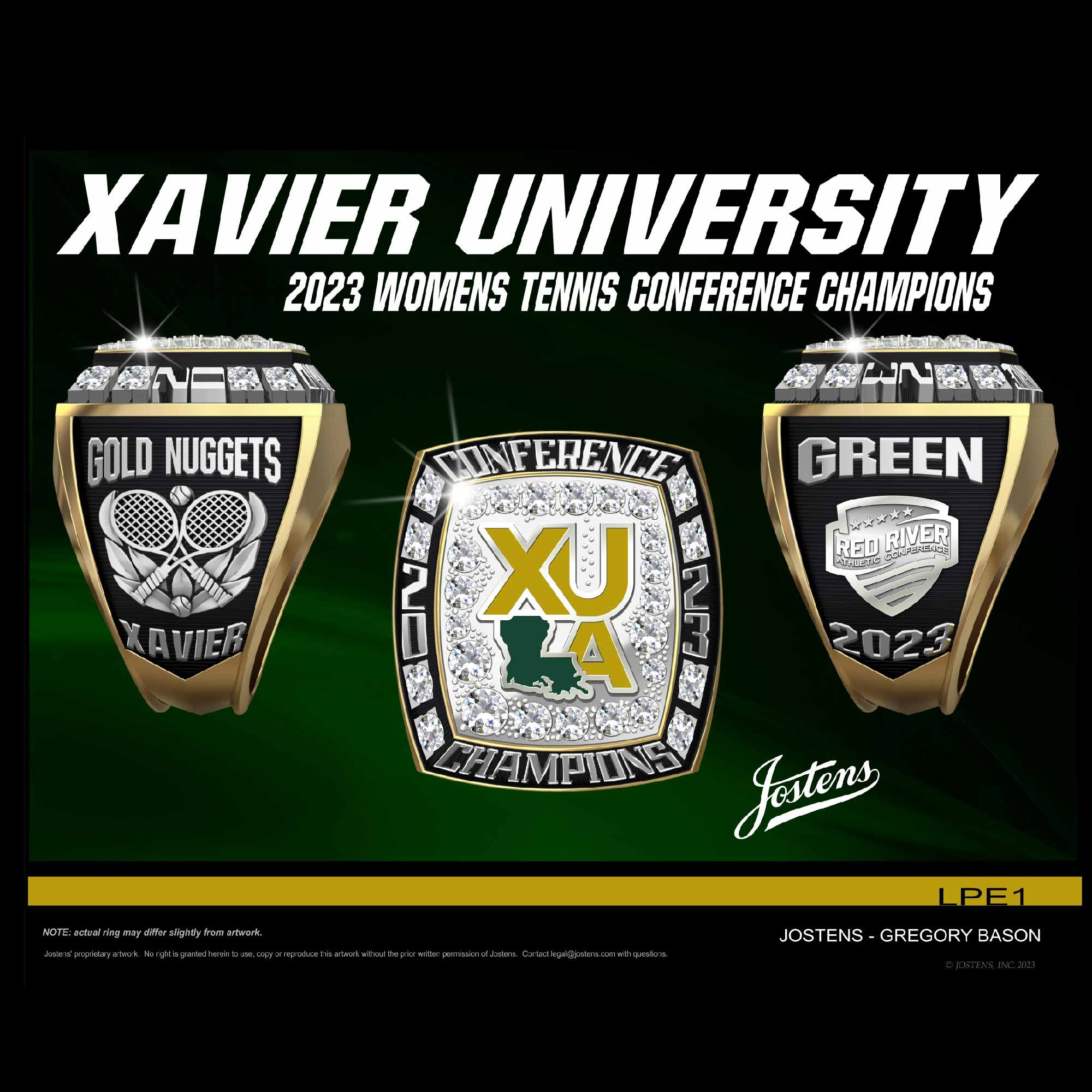 Xavier University Louisiana Women's Tennis 2023 Conference Championship Ring