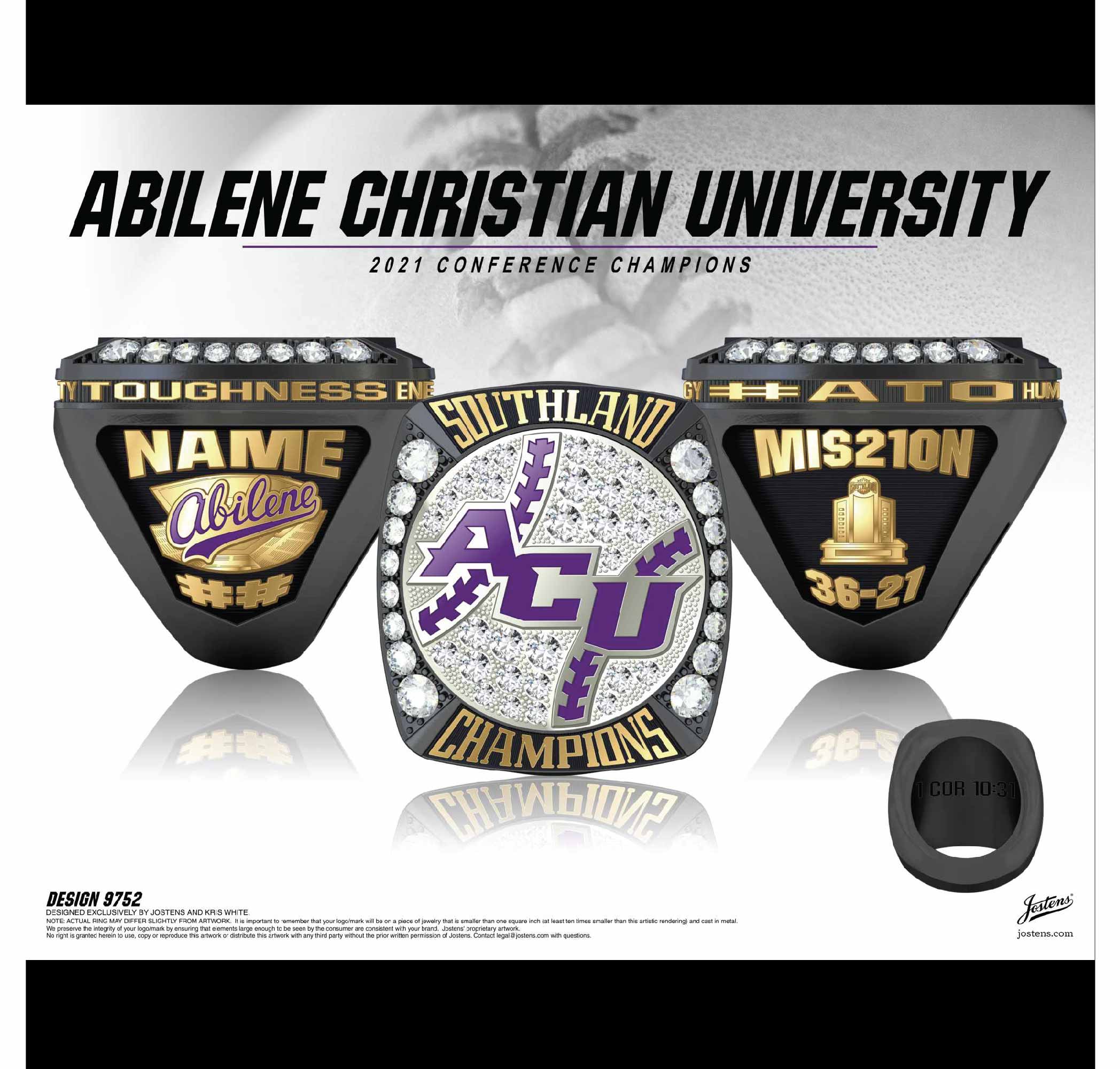 Abilene Christian University Men's Baseball 2021 Southland Championship Ring