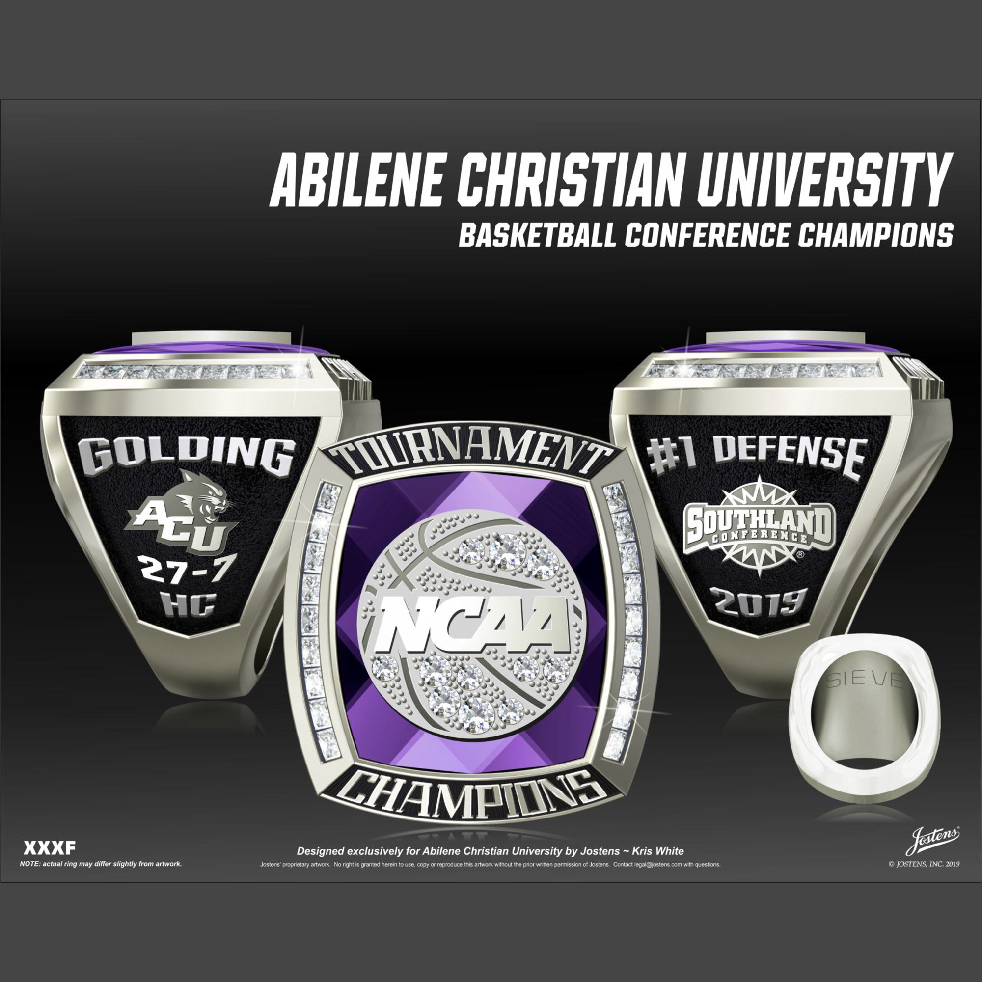 Abilene Christian University Men's Basketball 2019 Southland Championship Ring