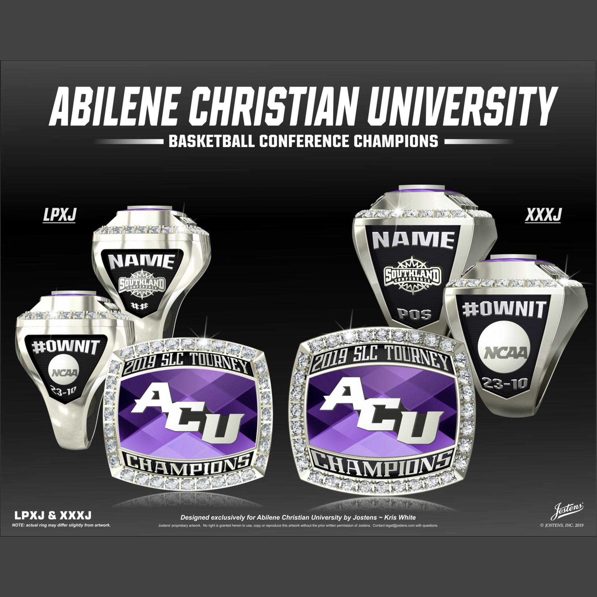 Abilene Christian University Women's Basketball 2019 Southland Championship Ring