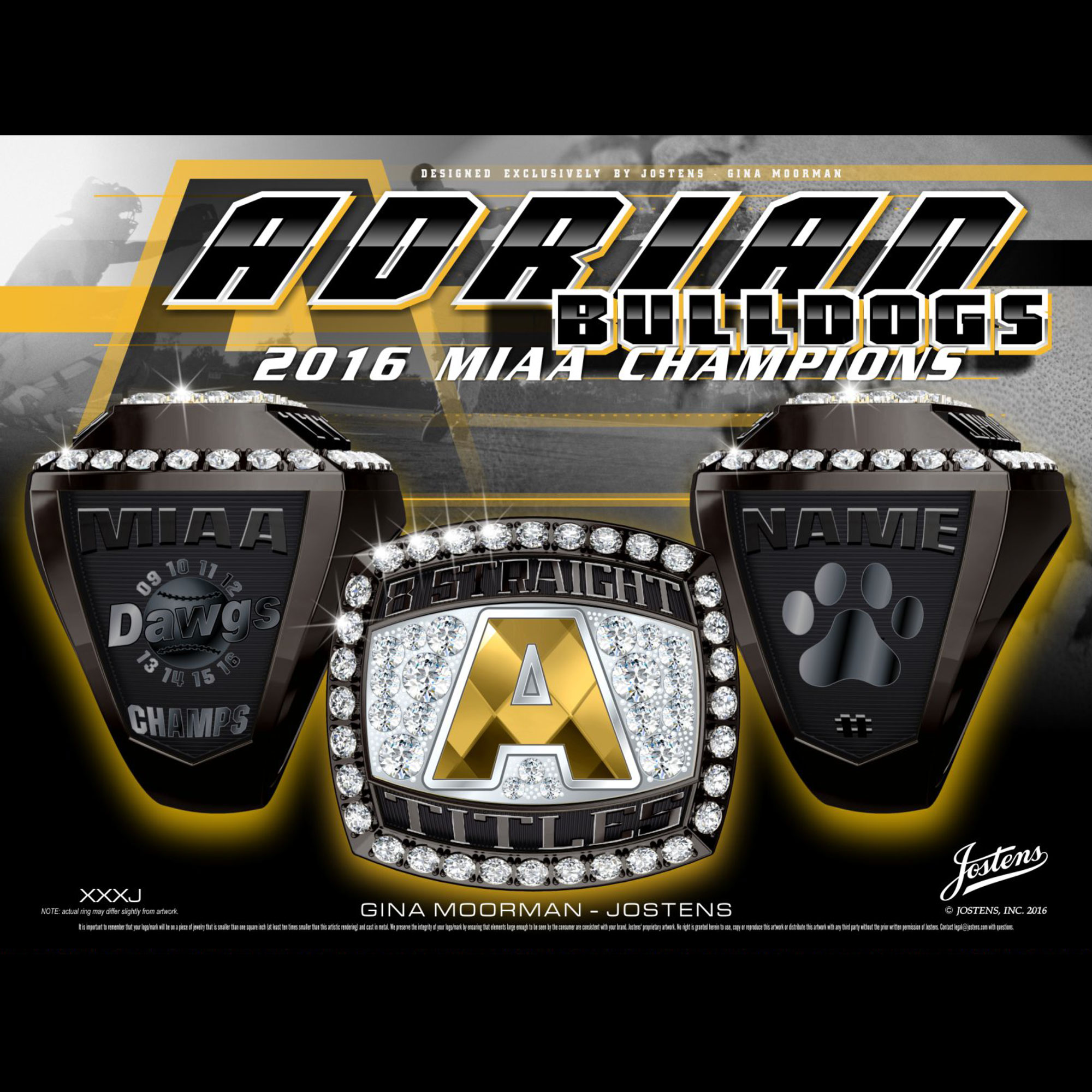 Adrian College Men's Baseball 2016 MIAA Championship Ring