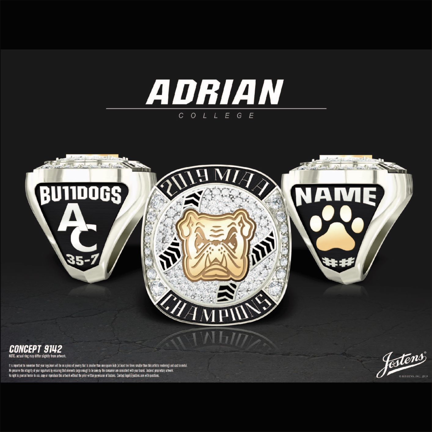 Adrian College Men's Baseball 2019 MIAA Championship Ring