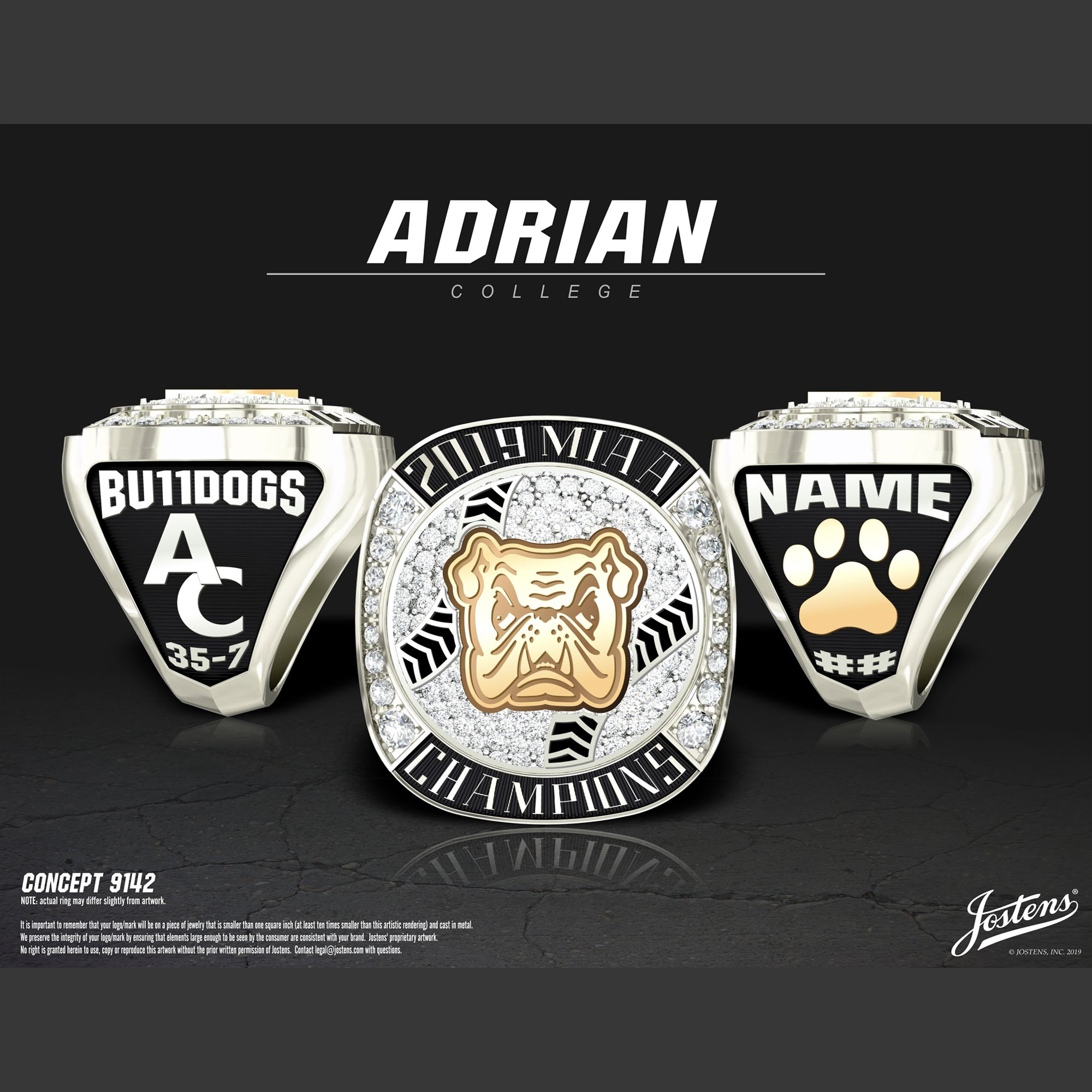 Adrian College Men's Baseball 2019 MIAA Championship Ring
