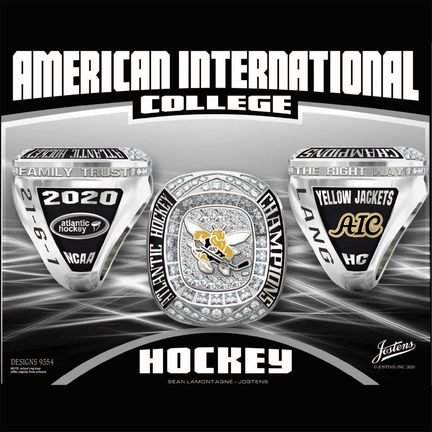 American International College Men's Hockey 2020 Atlantic Hockey Championship Ring