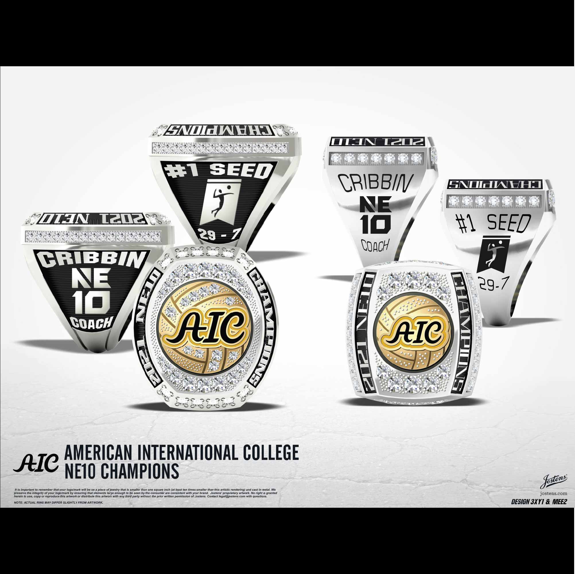 American International College Women's Volleyball 2021 NE10 Championship Ring