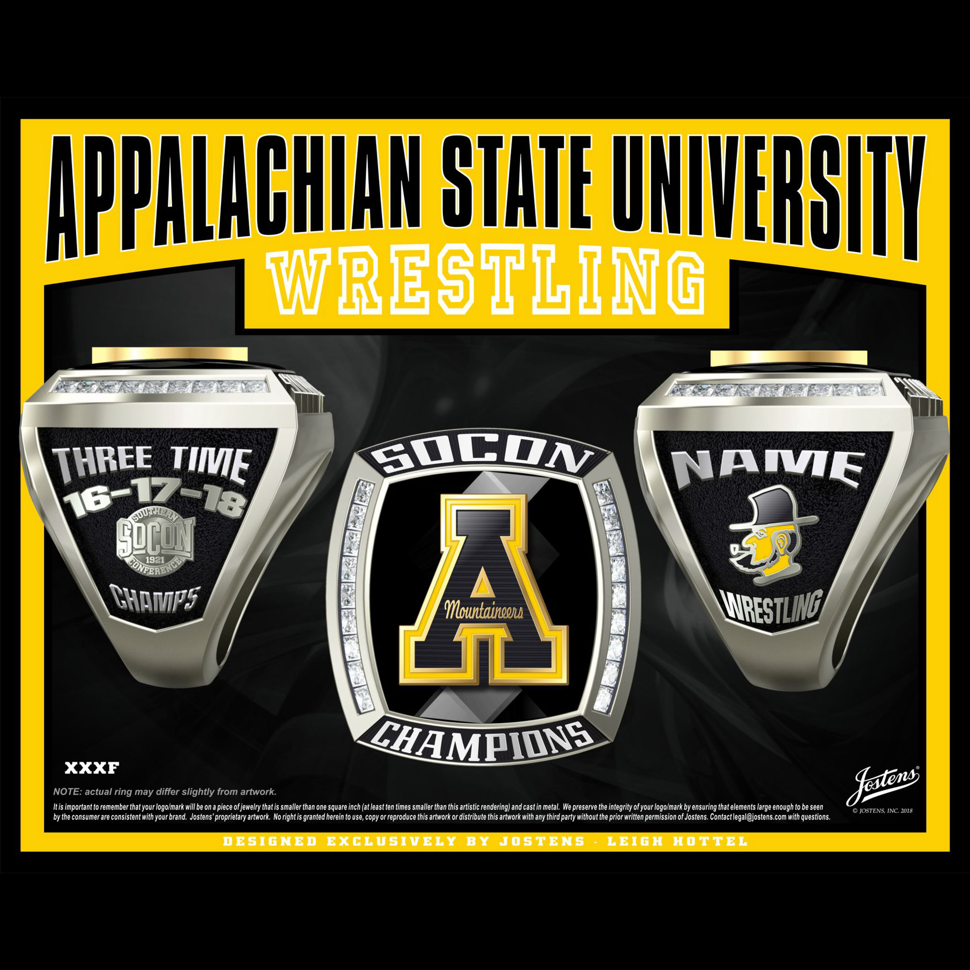 Appalachian State University Men's Wrestling 2018 SoCon Championship Ring
