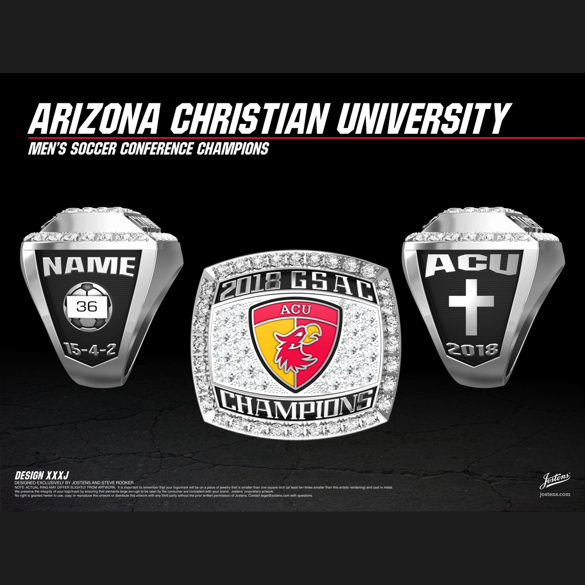 Arizona Christian University Men's Soccer 2018 GSAC Championship Ring