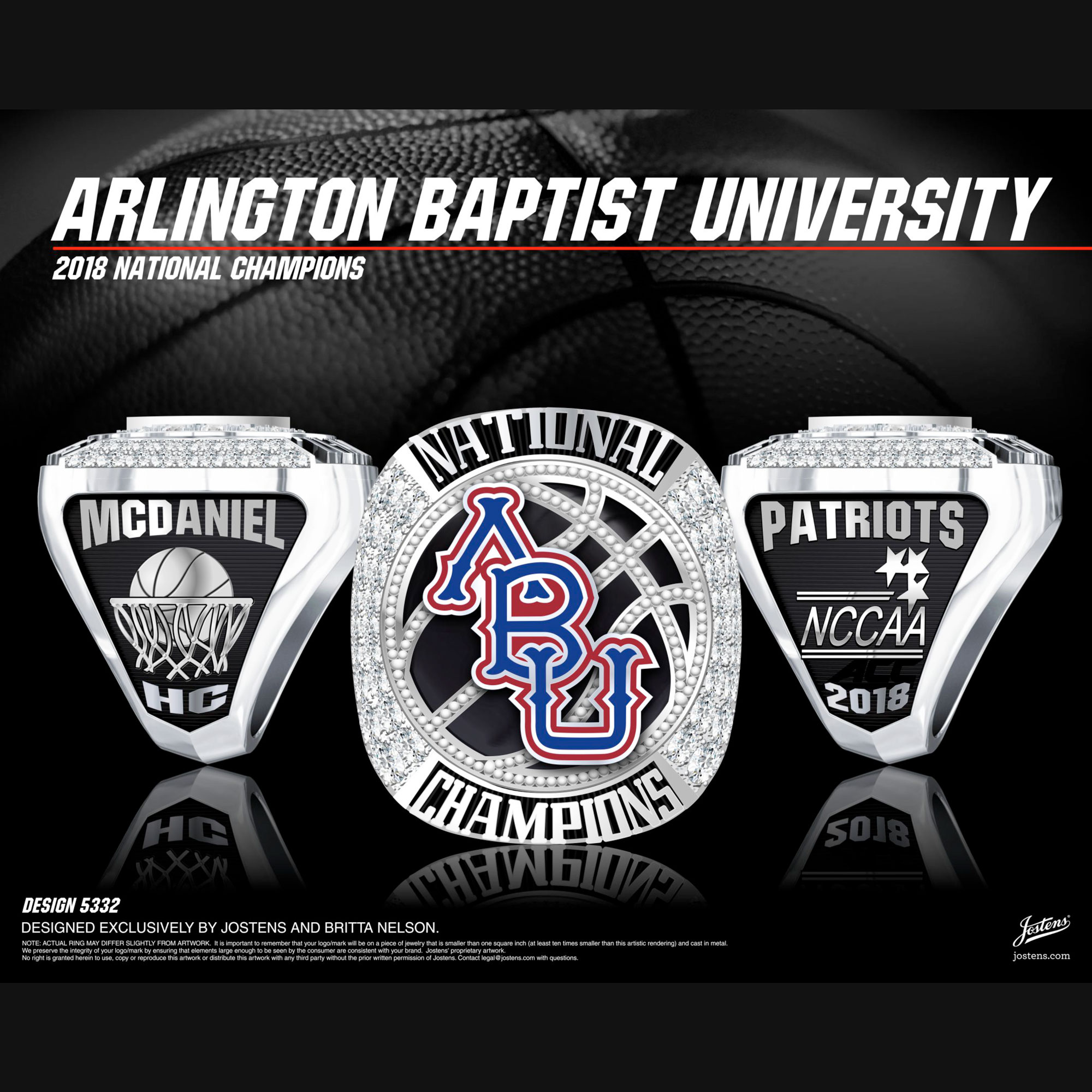 Arlington Baptist University Men's Basketball 2018 National Championship Ring