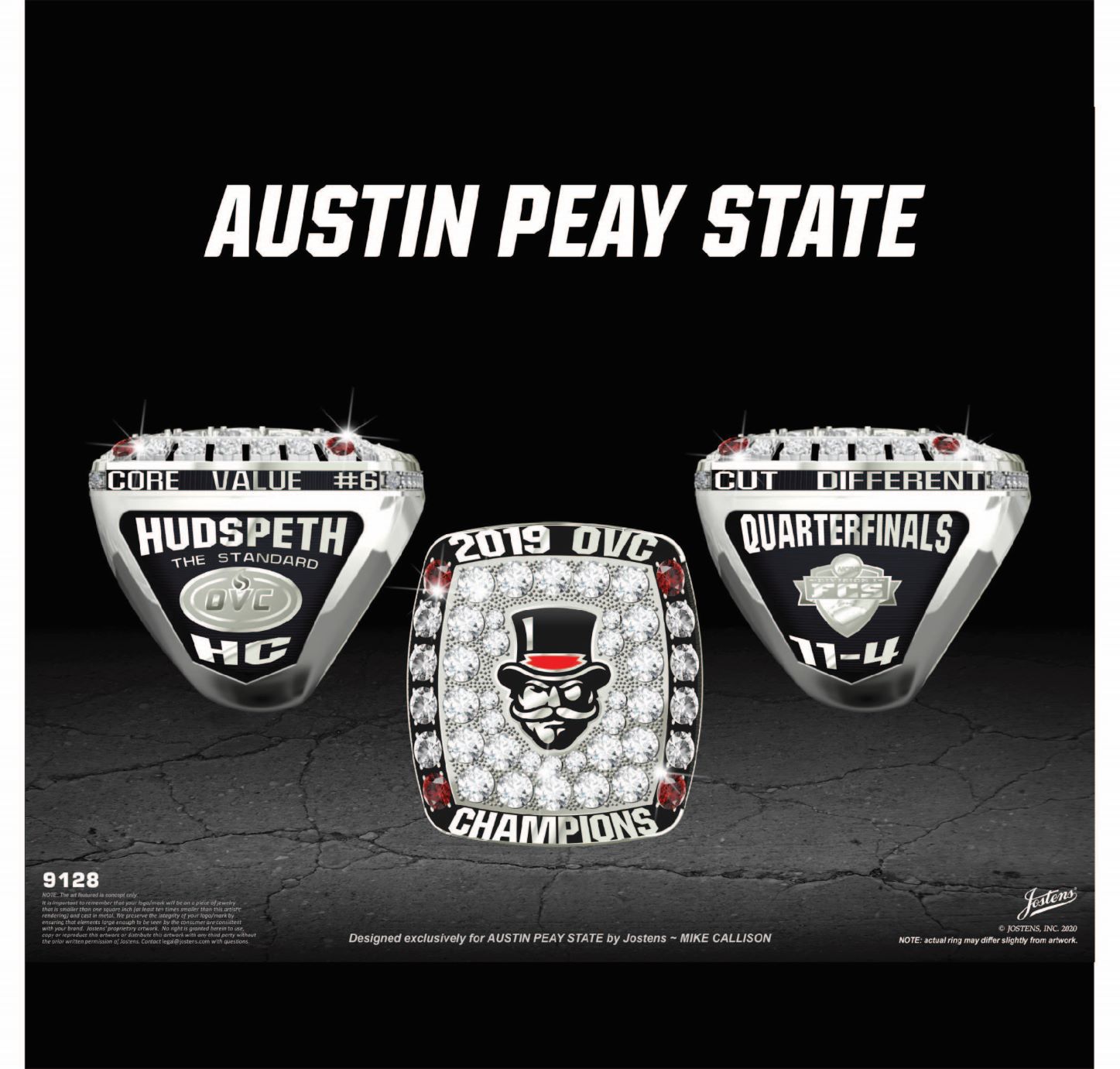 Austin Peay State University Men's Football 2019 OVC Championship Ring