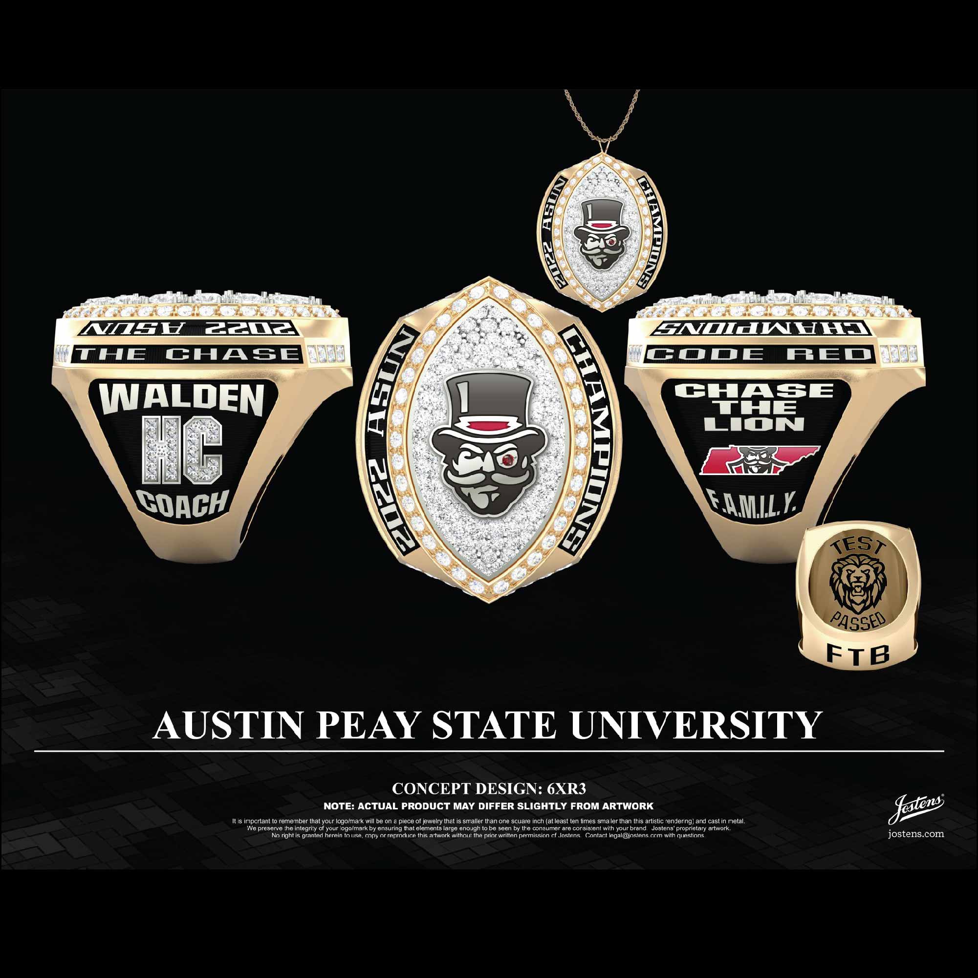 Austin Peay State University Football 2022 ASUN Championship Ring