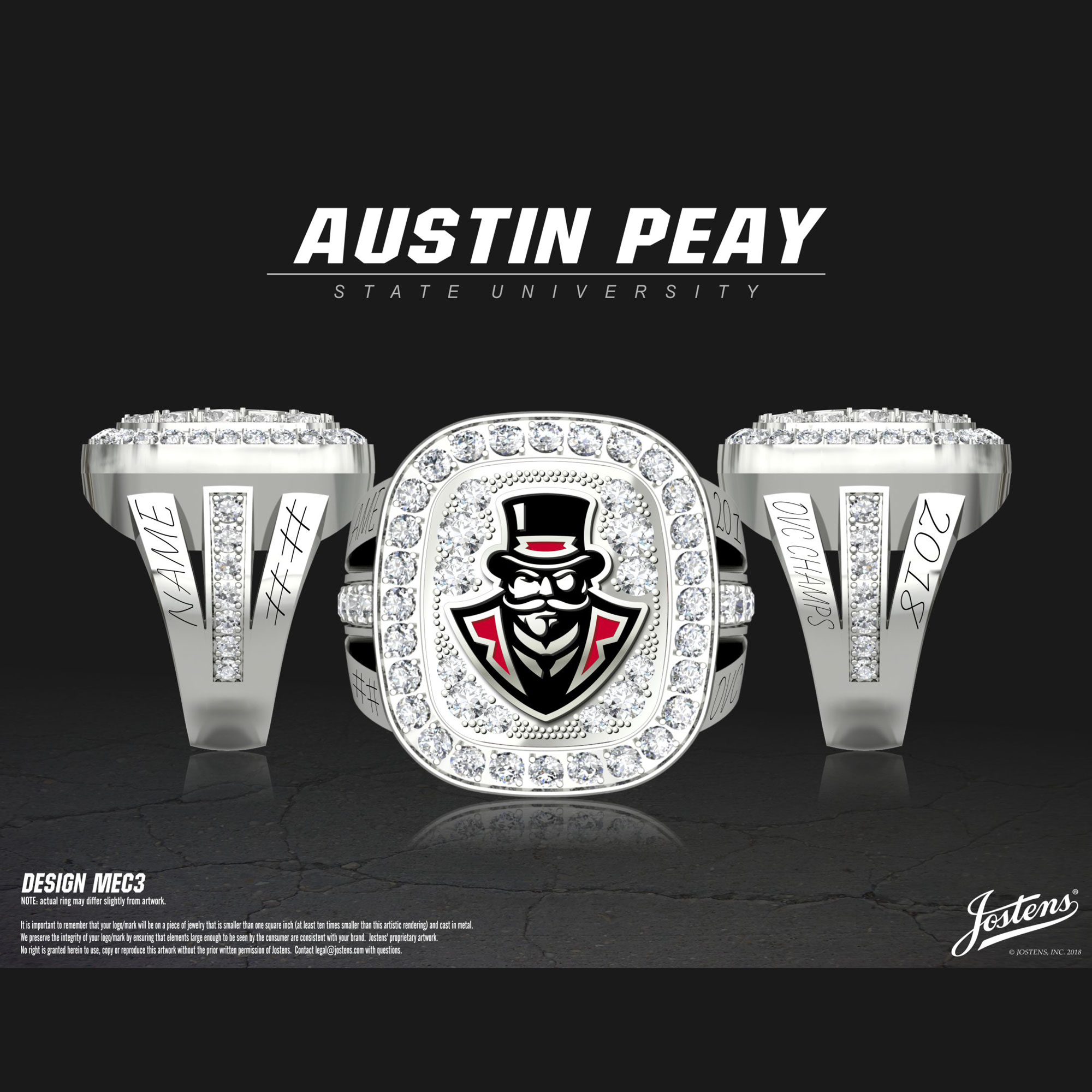 Austin Peay State University Women's Volleyball 2018 OVC Championship Ring
