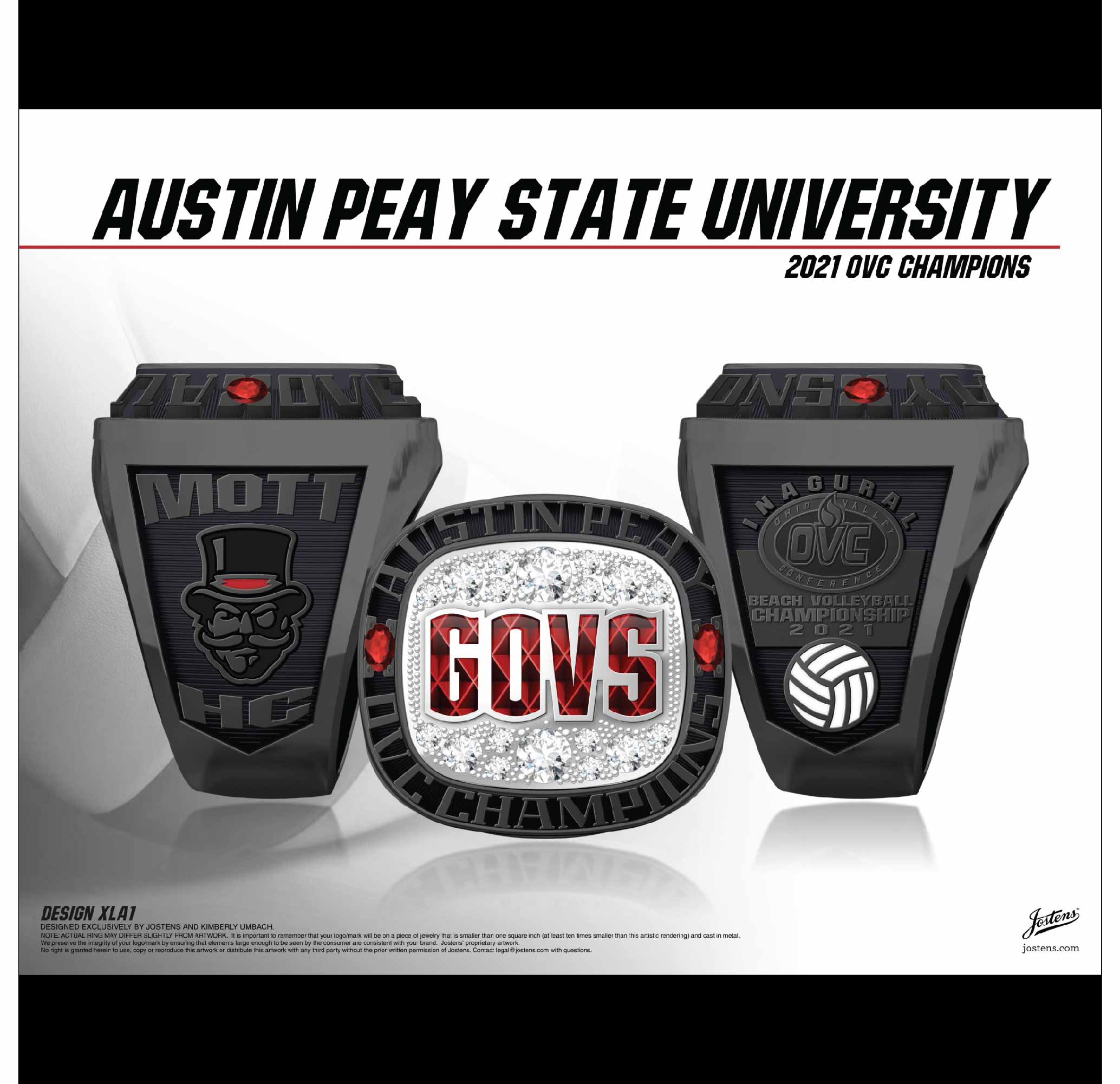 Austin Peay State University Women's Volleyball 2021 OVC Championship Ring