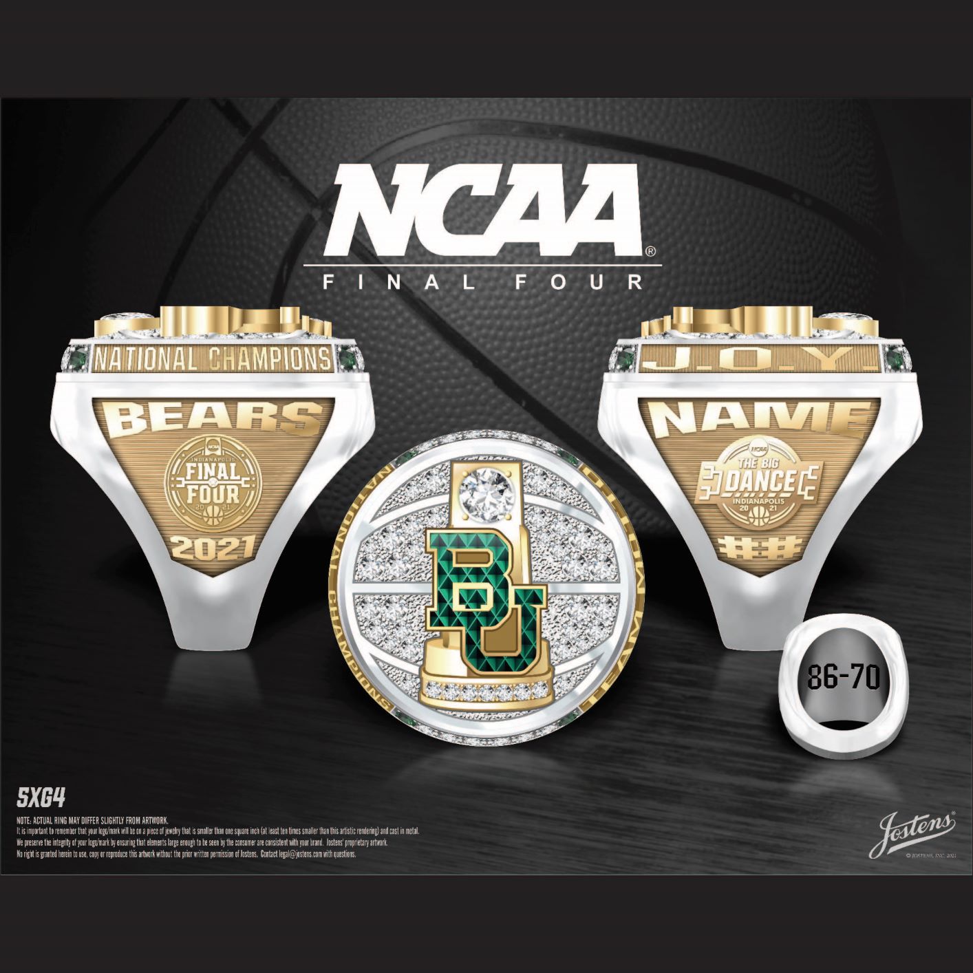 Baylor University Men's Basketball 2021 National Championship Ring