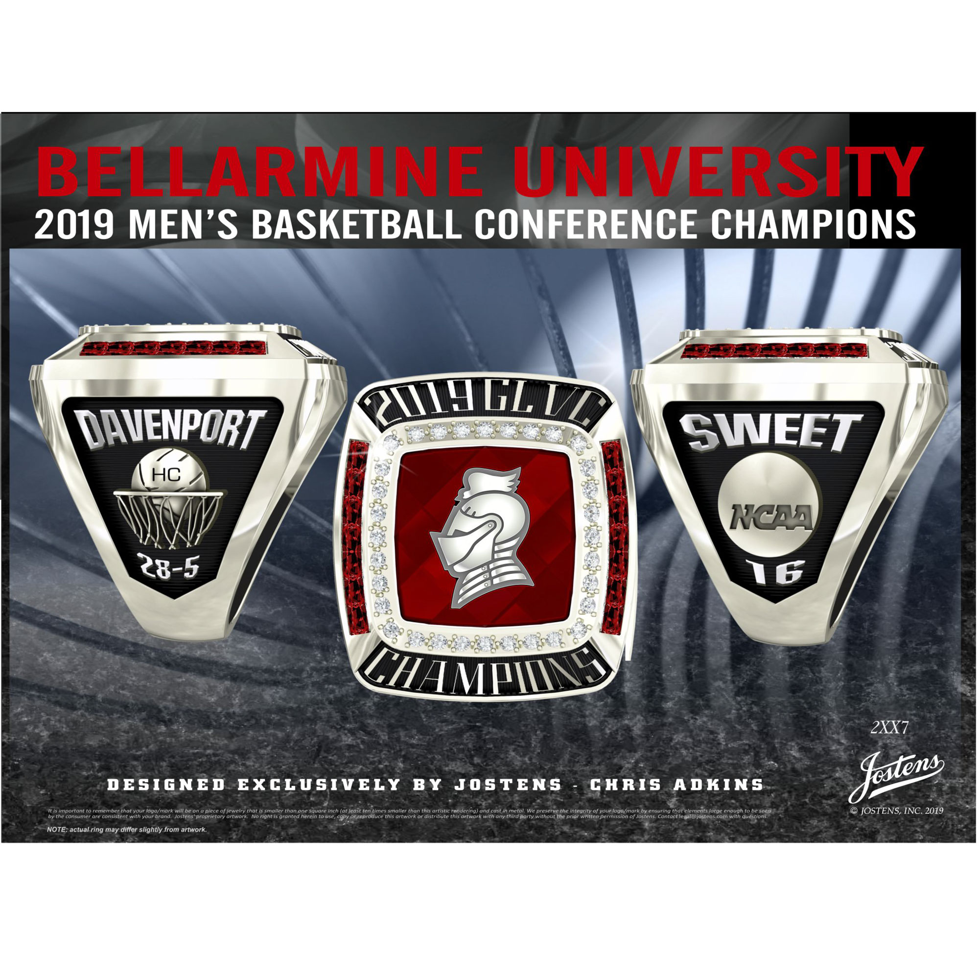 Bellarmine University Men's Basketball 2019 GLVC Championship Ring