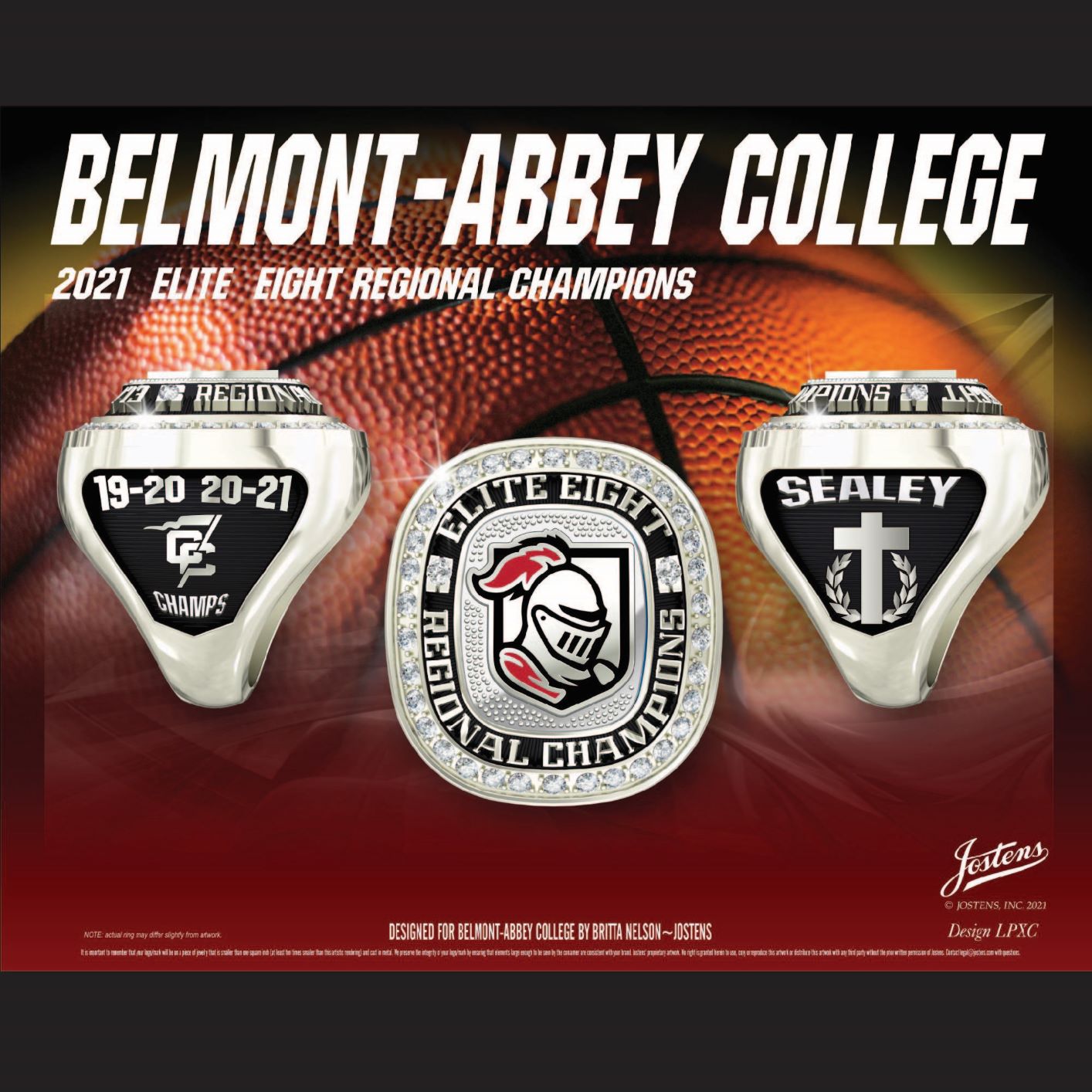 Belmont Abbey College Women's Basketball 2021 Elite 8 Championship Ring