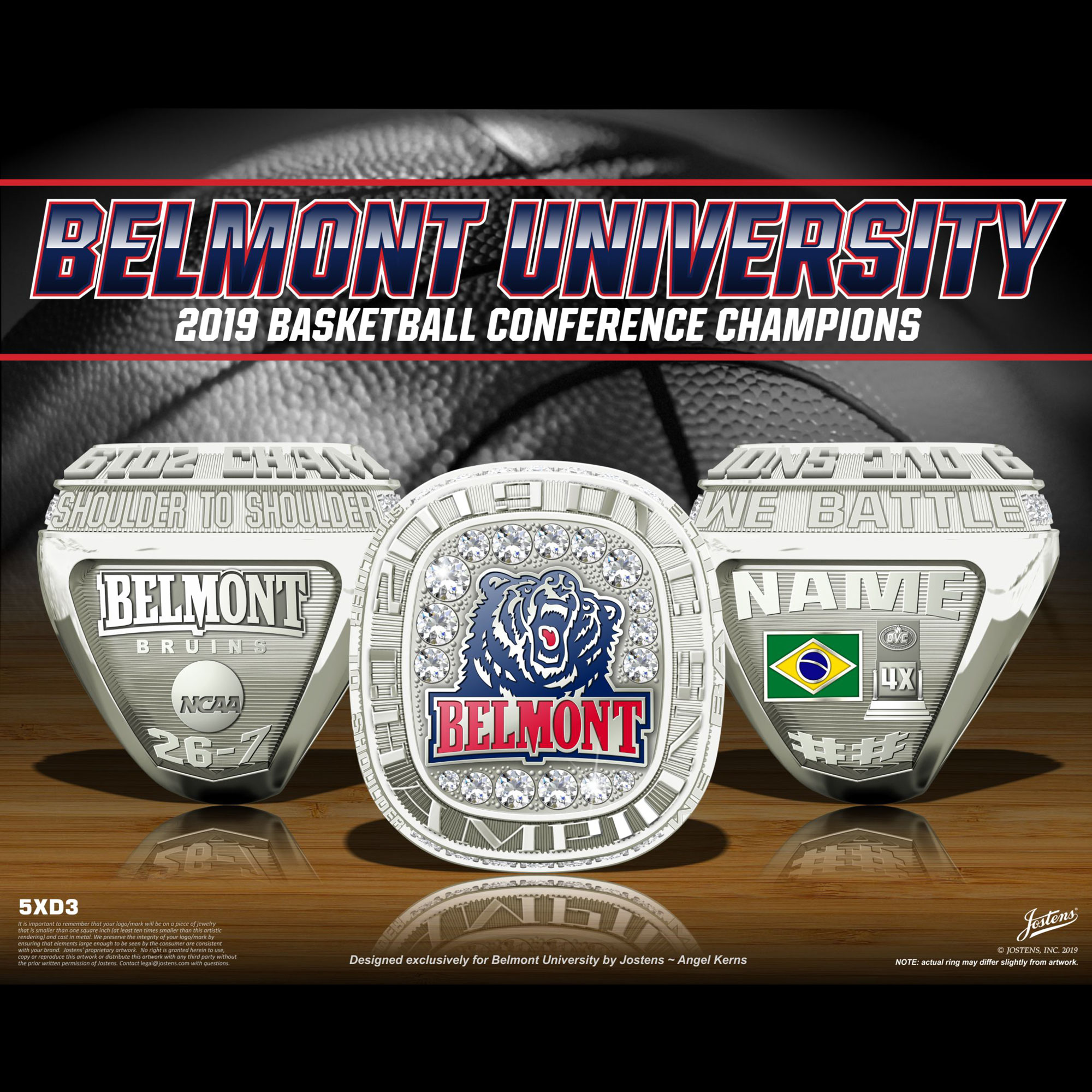 Belmont University Women's Basketball 2019 OVC Championship Ring