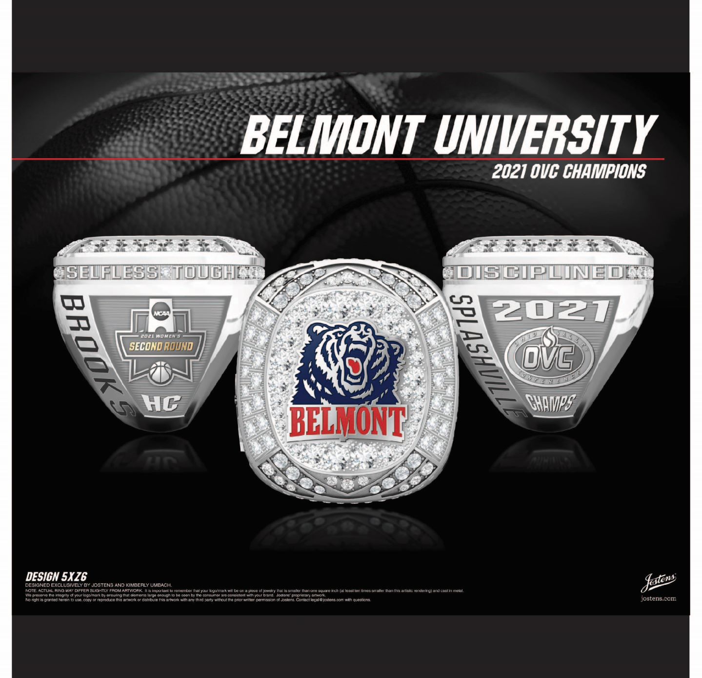 Belmont University Women's Basketball 2021 OVC Championship Ring