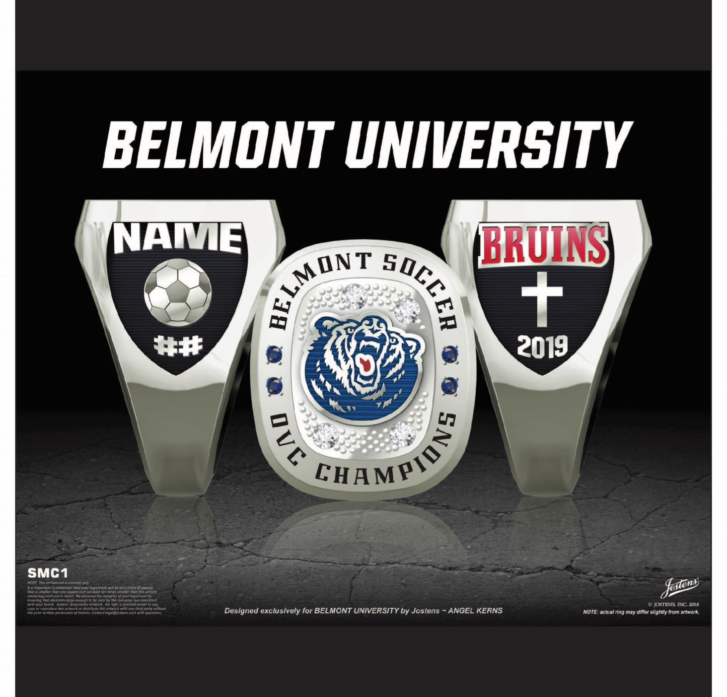 Belmont University Women's Soccer 2019 OVC Championship Ring