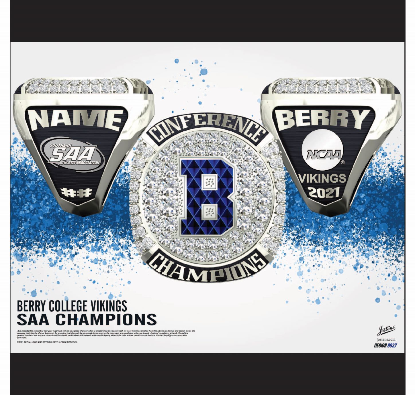 Berry College Men's Basketball 2021 SAA Championship Ring
