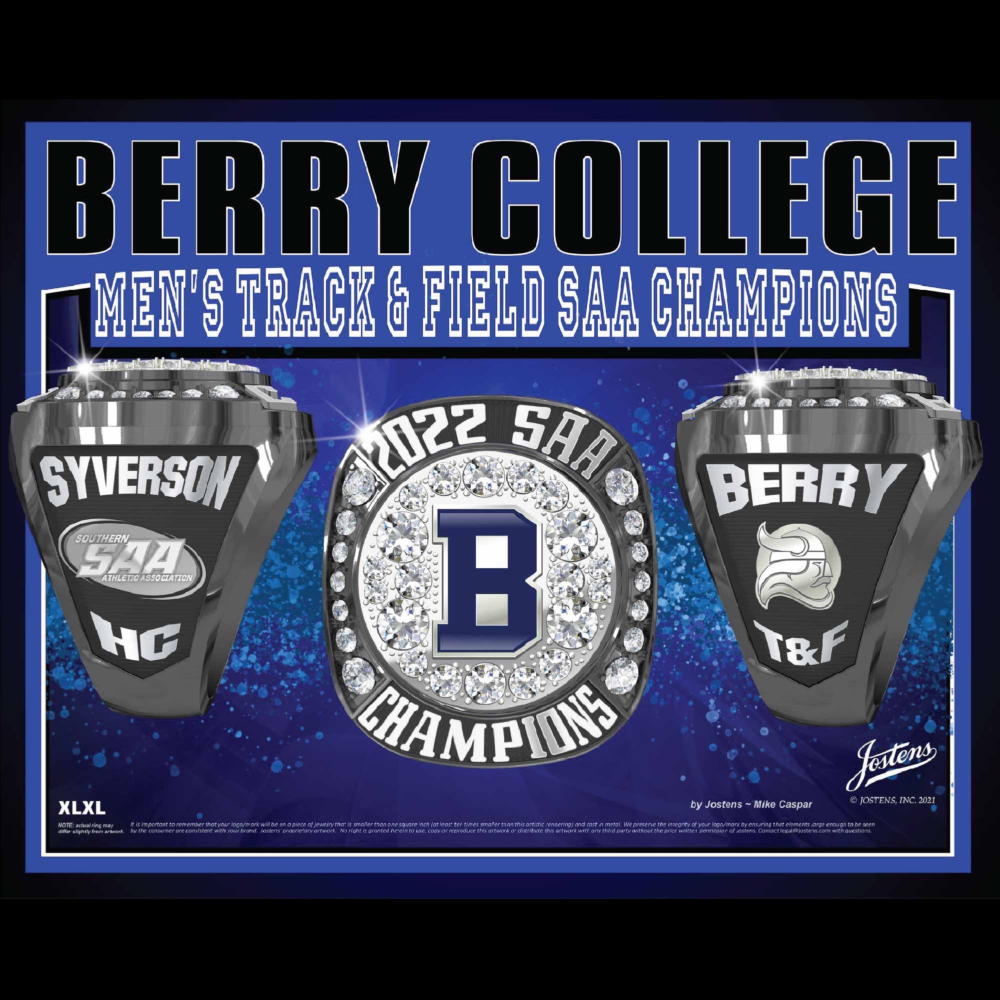 Berry College Men's Track And Field 2022 SAA Championship Ring