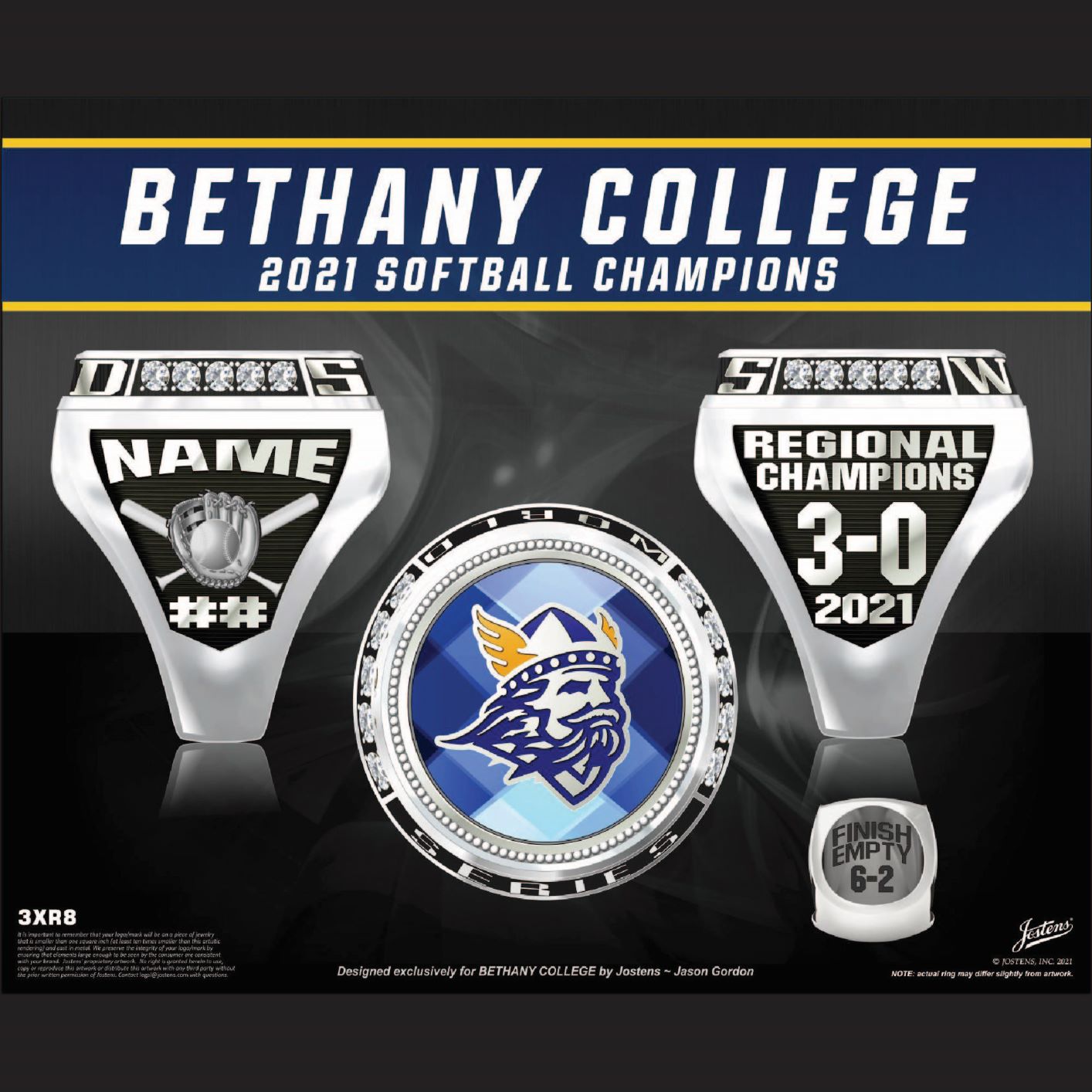 Bethany College Women's Softball 2021 Regional Championship Ring
