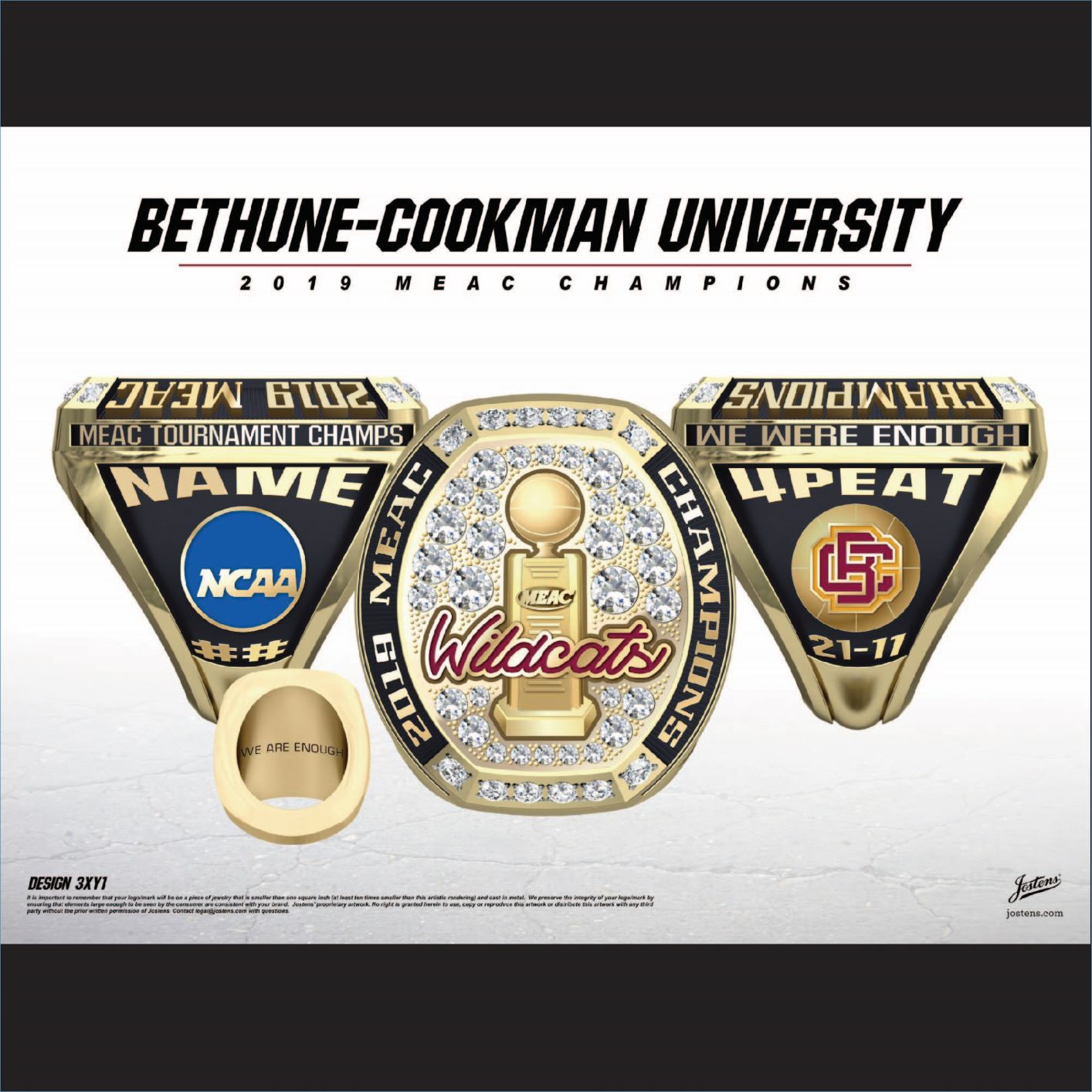 Bethune Cookman University Men's Basketball 2019 MEAC Championship Ring