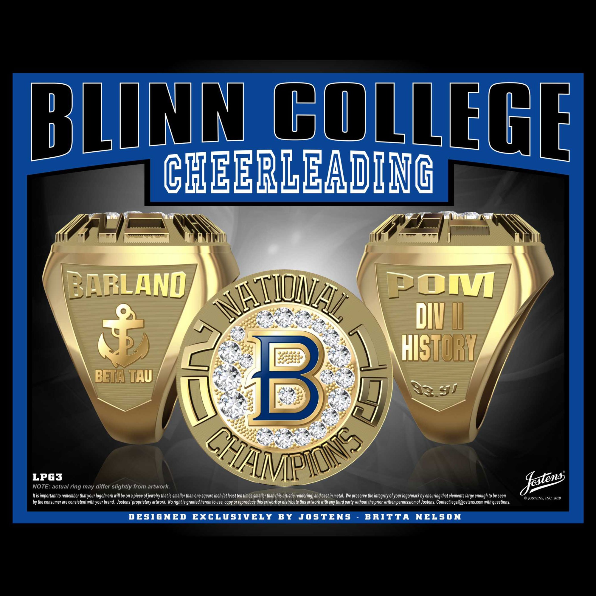 Blinn College Women's Dance 2019 National Championship Ring