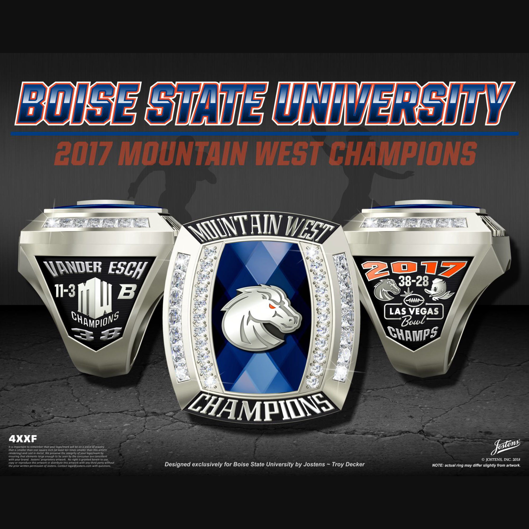 Boise State University Men's Football 2017 Mountain West Championship Ring