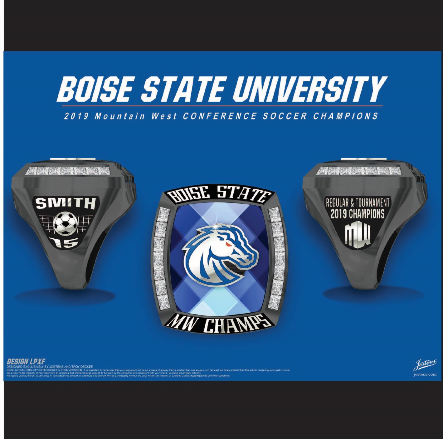 Boise State University Women's Soccer 2019 MWC Championship Ring