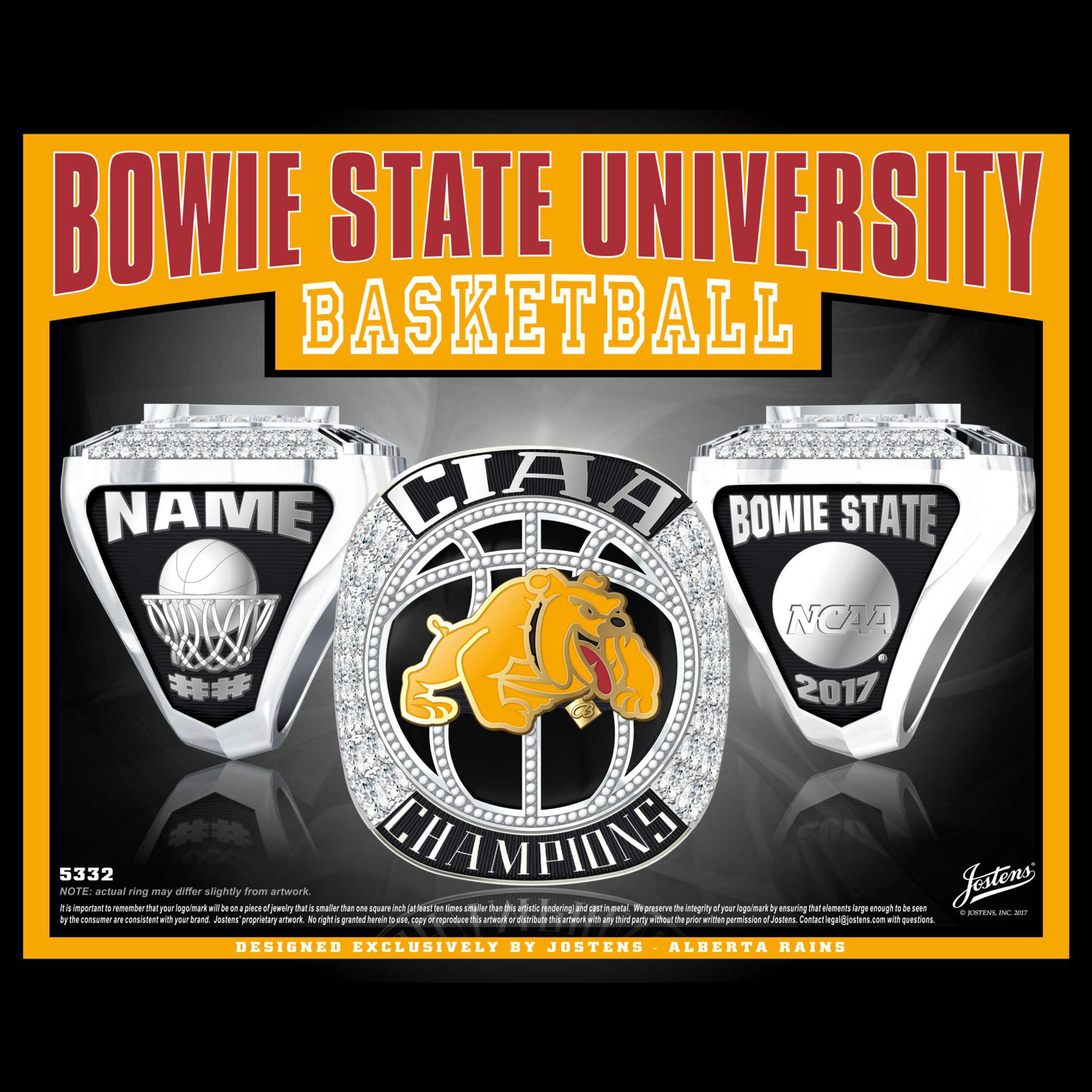 Bowie State University Men's Basketball 2017 CIAA Championship Ring