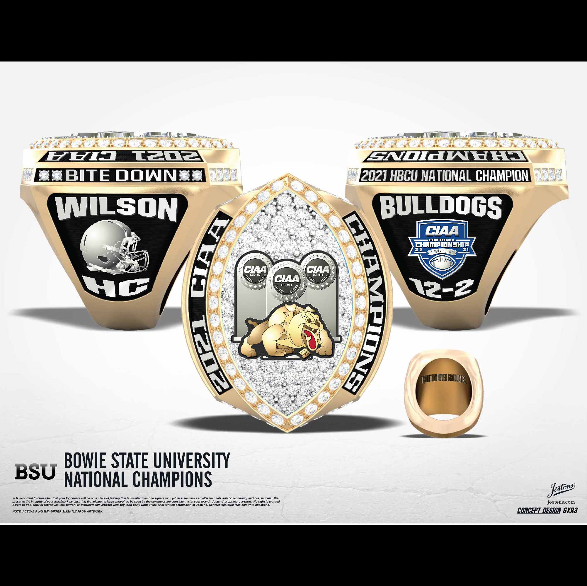 Bowie State University Men's Football 2021 National Championship Ring