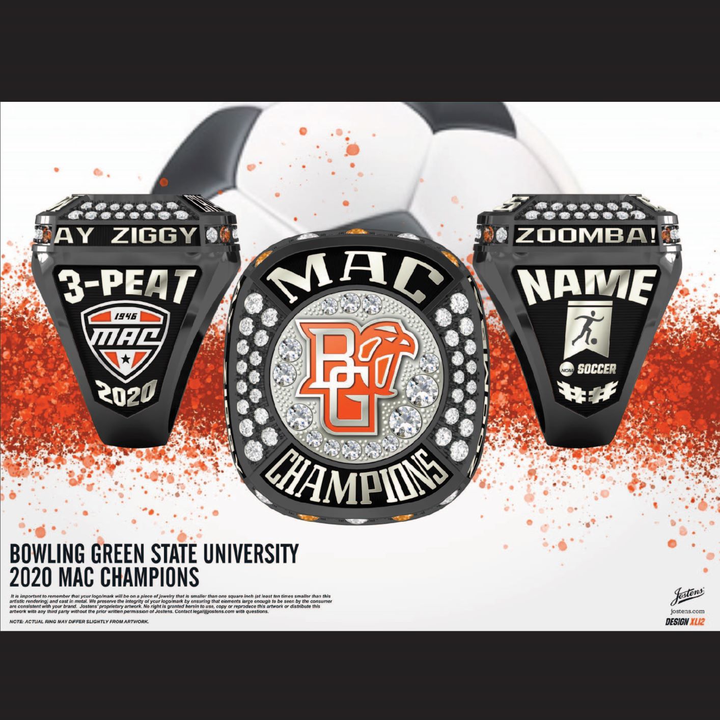 Bowling Green State University Women's Soccer 2020 MAC Championship Ring