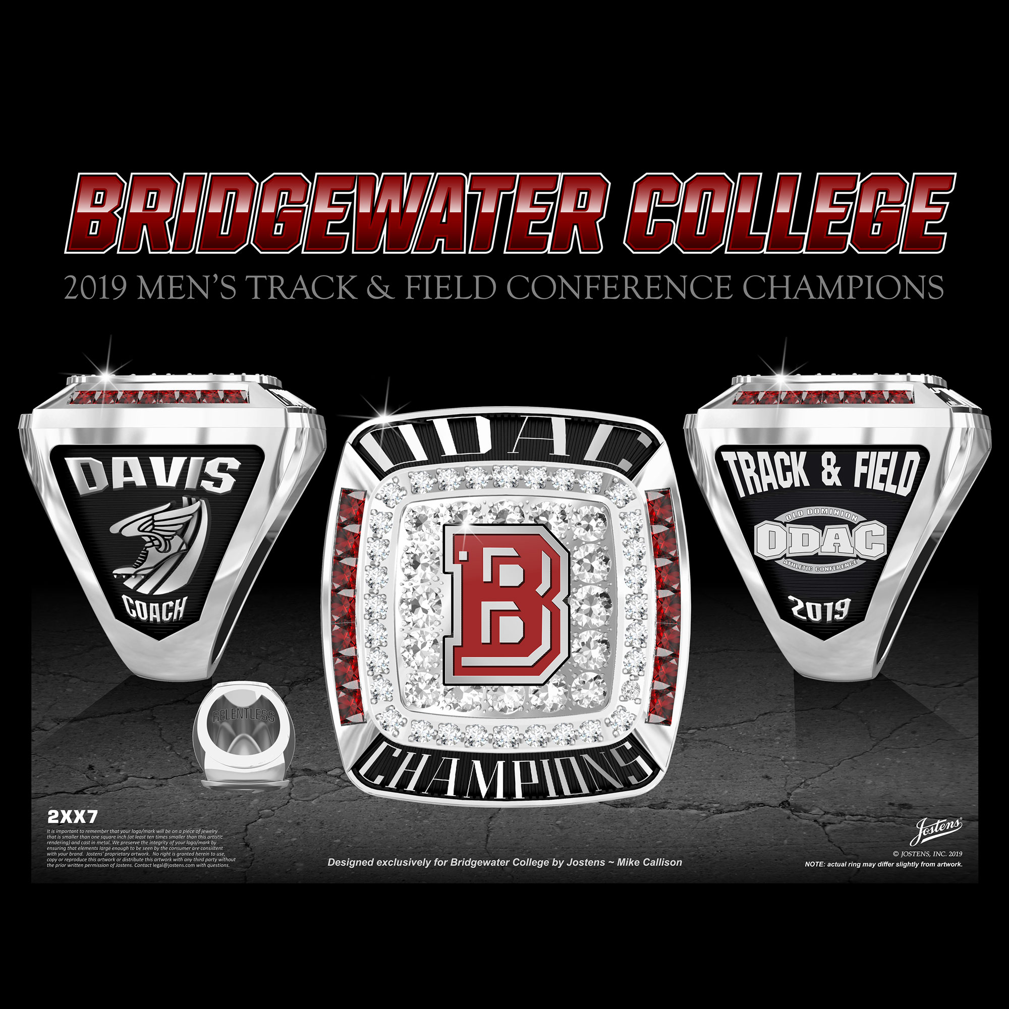 Bridgewater College Men's Track & Field 2019 ODAC Championship Ring