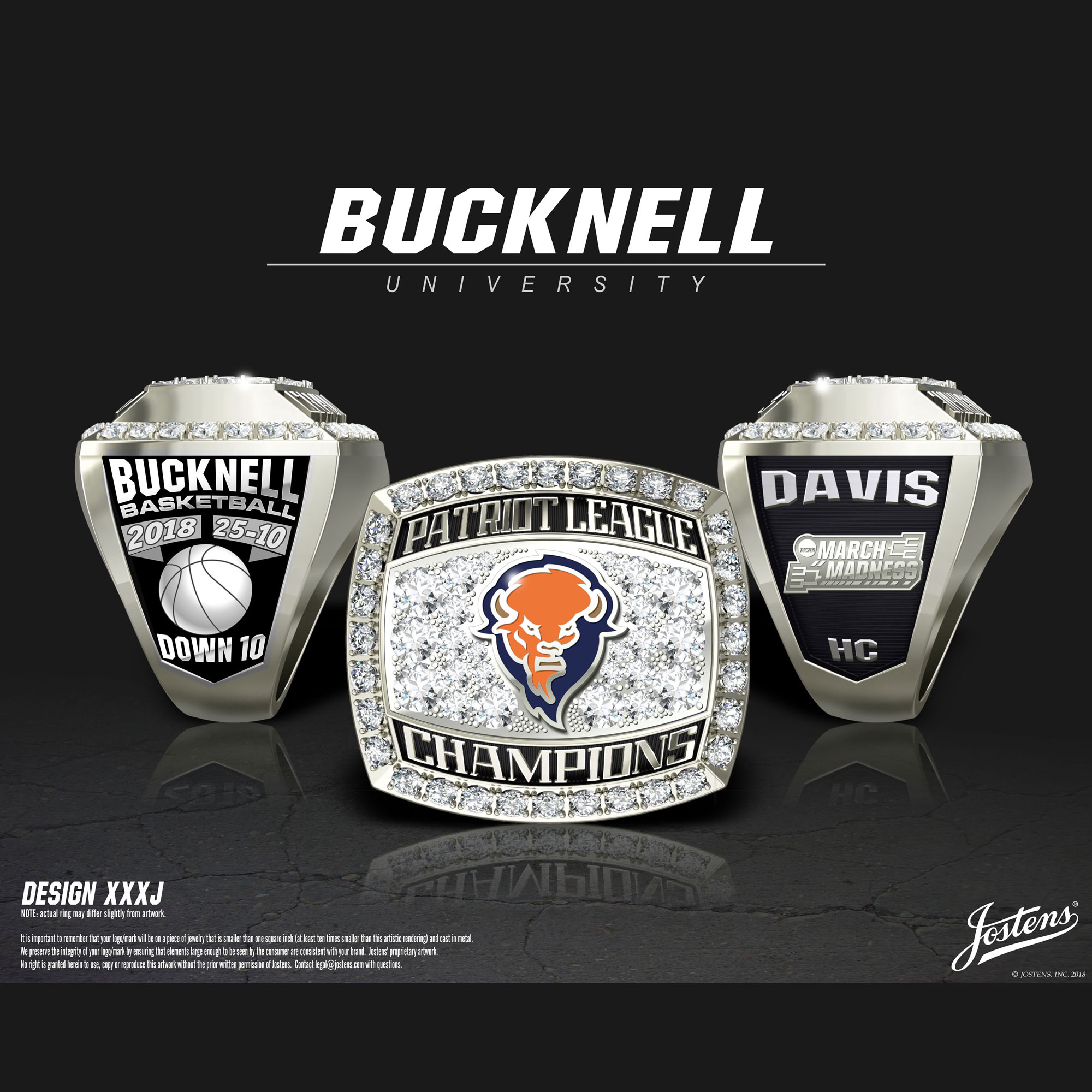 Bucknell University Men's Basketball 2018 Patriot League Championship Ring