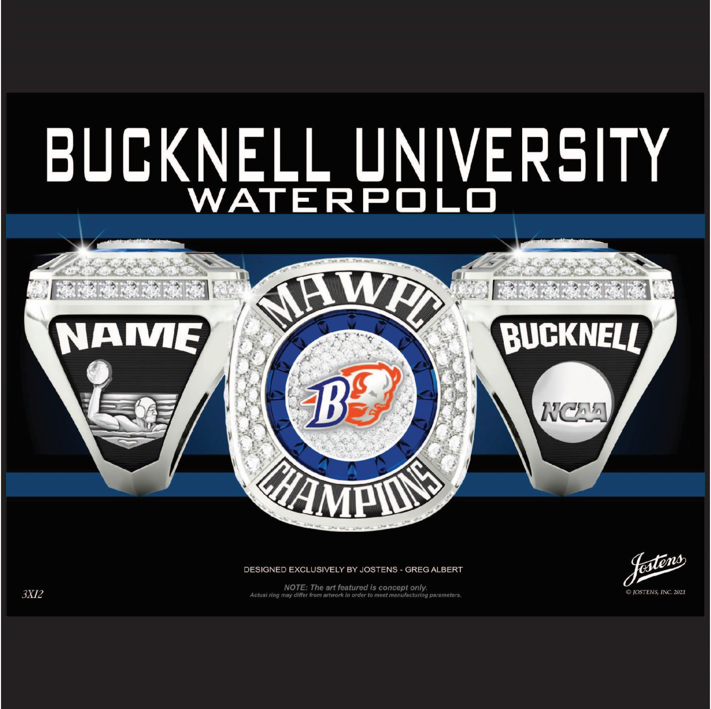 Bucknell University Men's Water Polo 2021 MAWPC Championship Ring