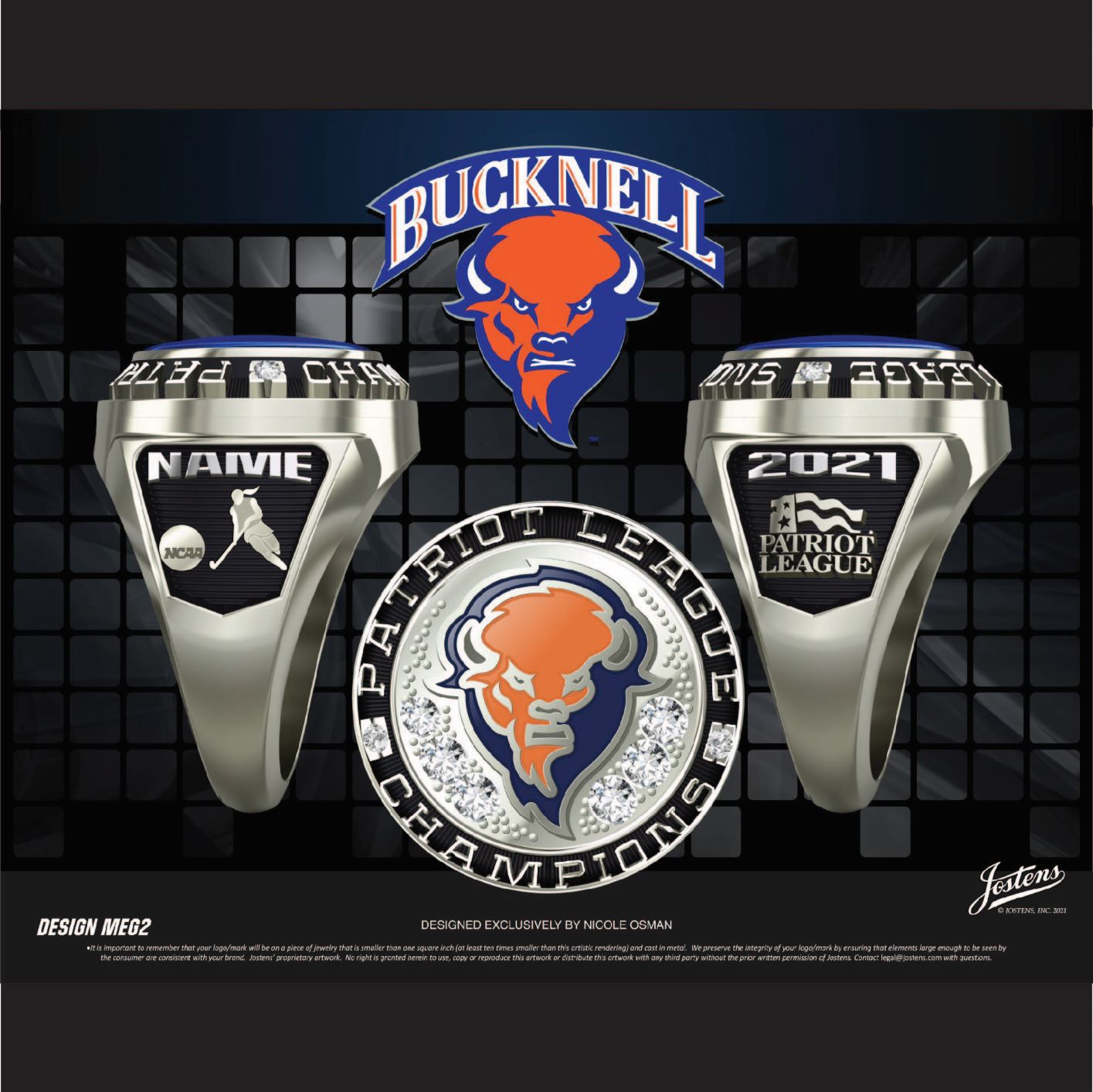 Bucknell University Women's Field Hockey 2021 Patriot League Championship Ring