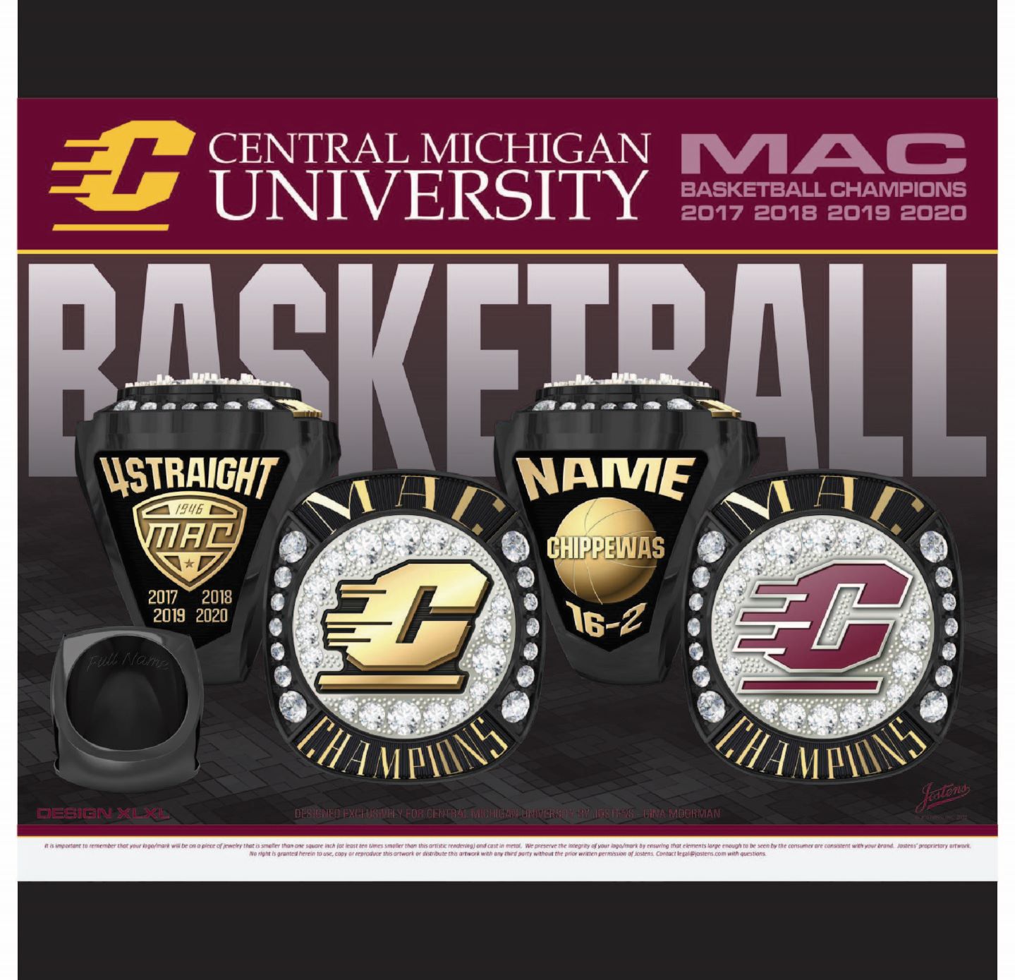 Central Michigan University Women's Basketball 2020 MAC Championship Ring