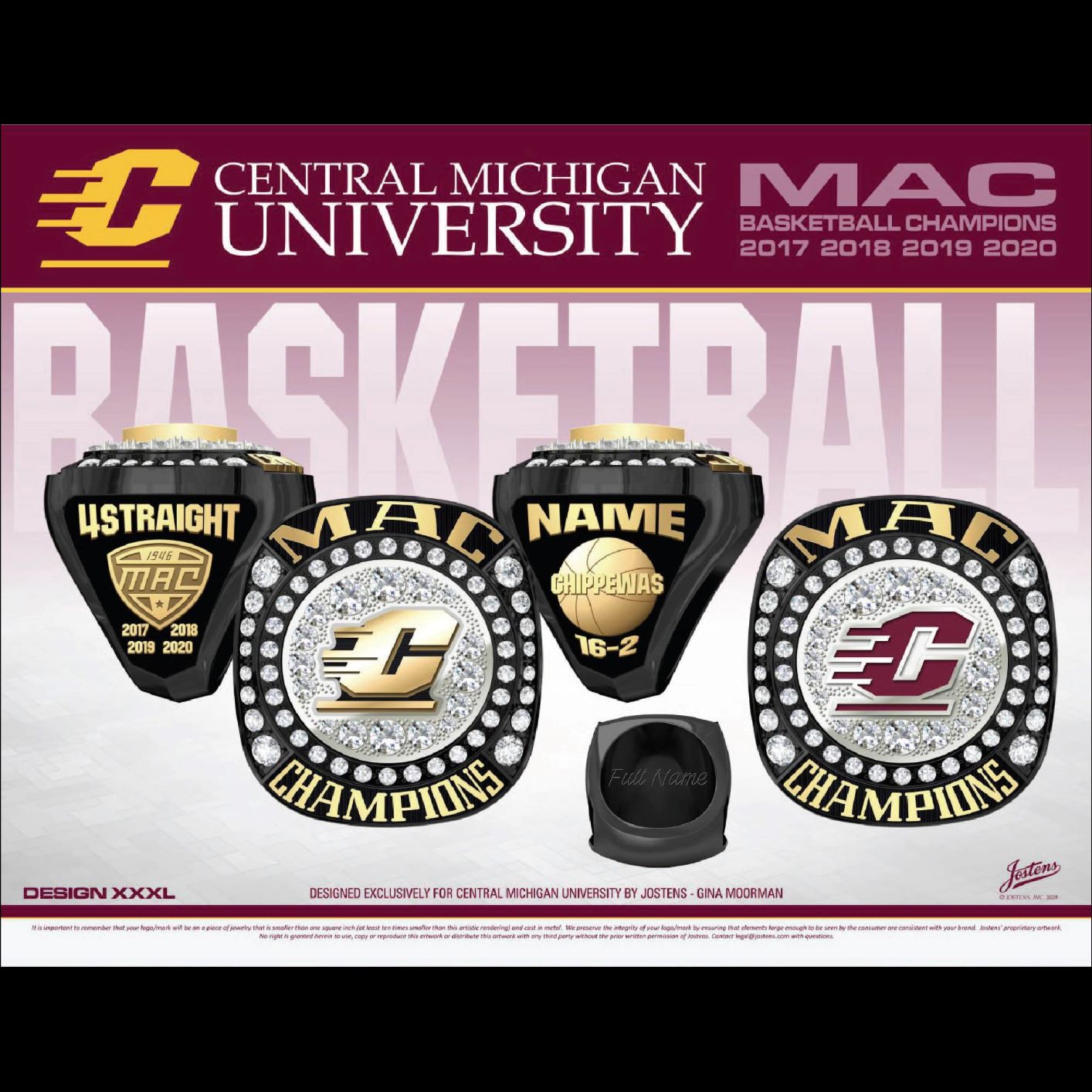 Central Michigan University Women's Basketball 2020 MAC Championship Ring