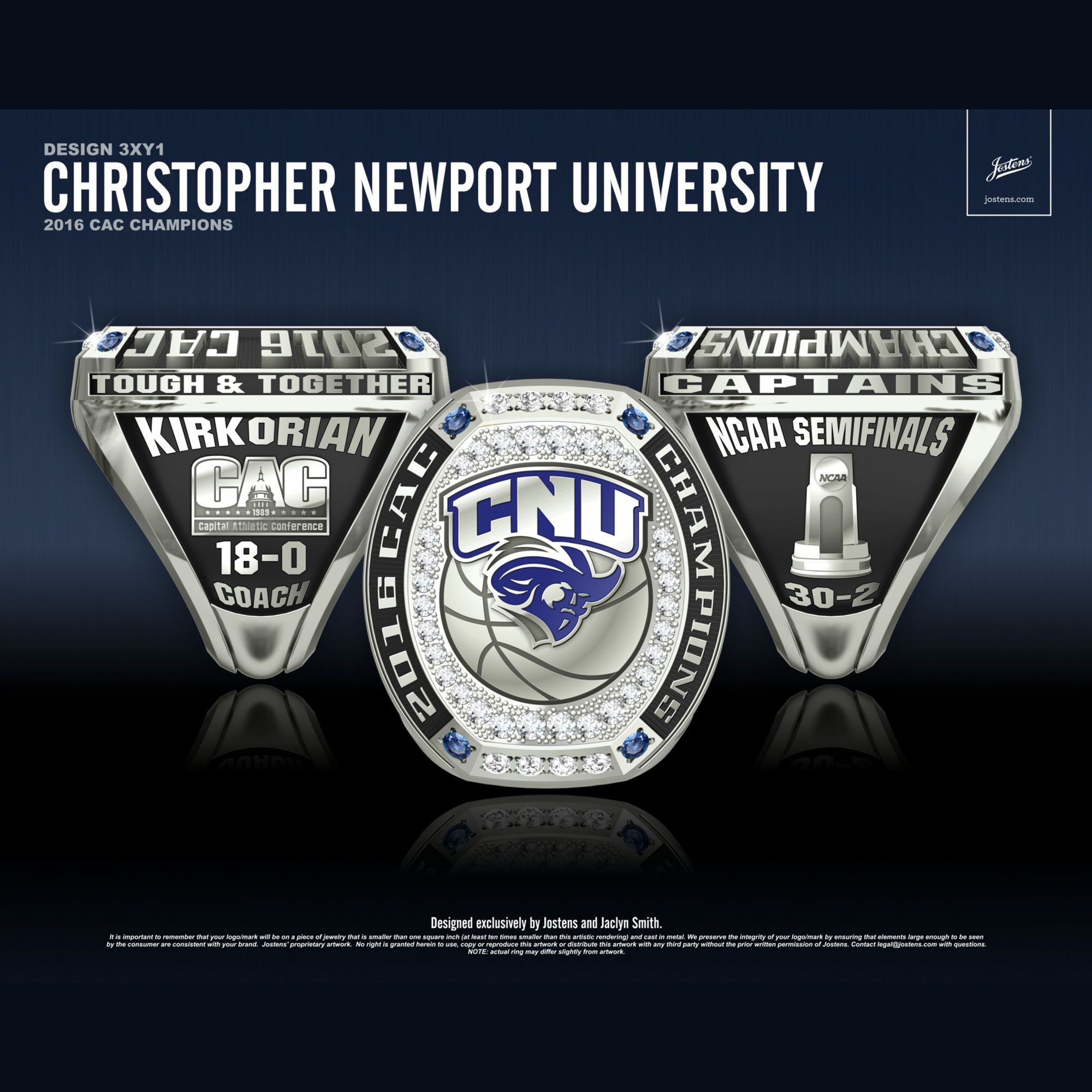 Christopher Newport University Men's Basketball 2016 CAC Championship Ring