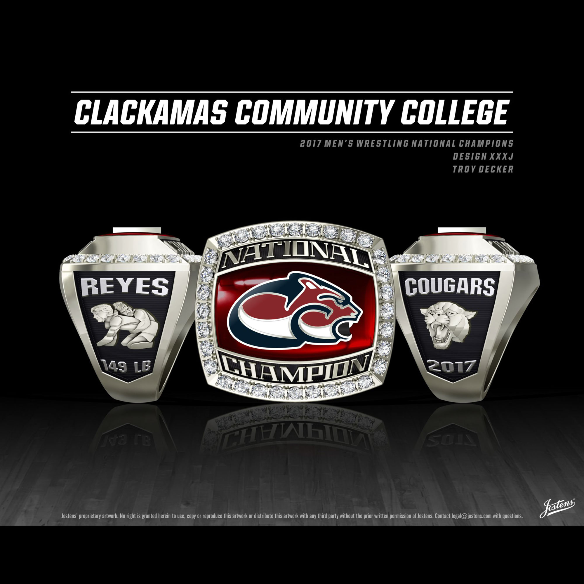 Clackamas Community College Men's Wrestling 2017 National Championship Ring