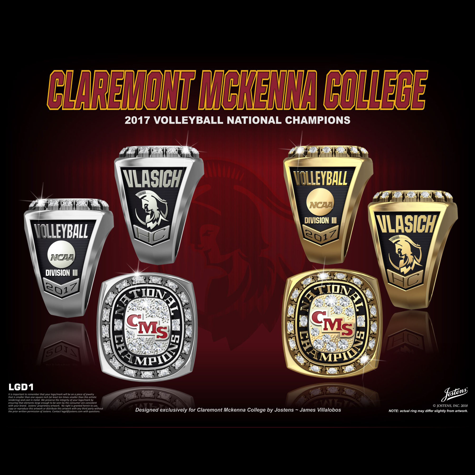 Claremont McKenna College Women's Volleyball 2017 National Championship Ring
