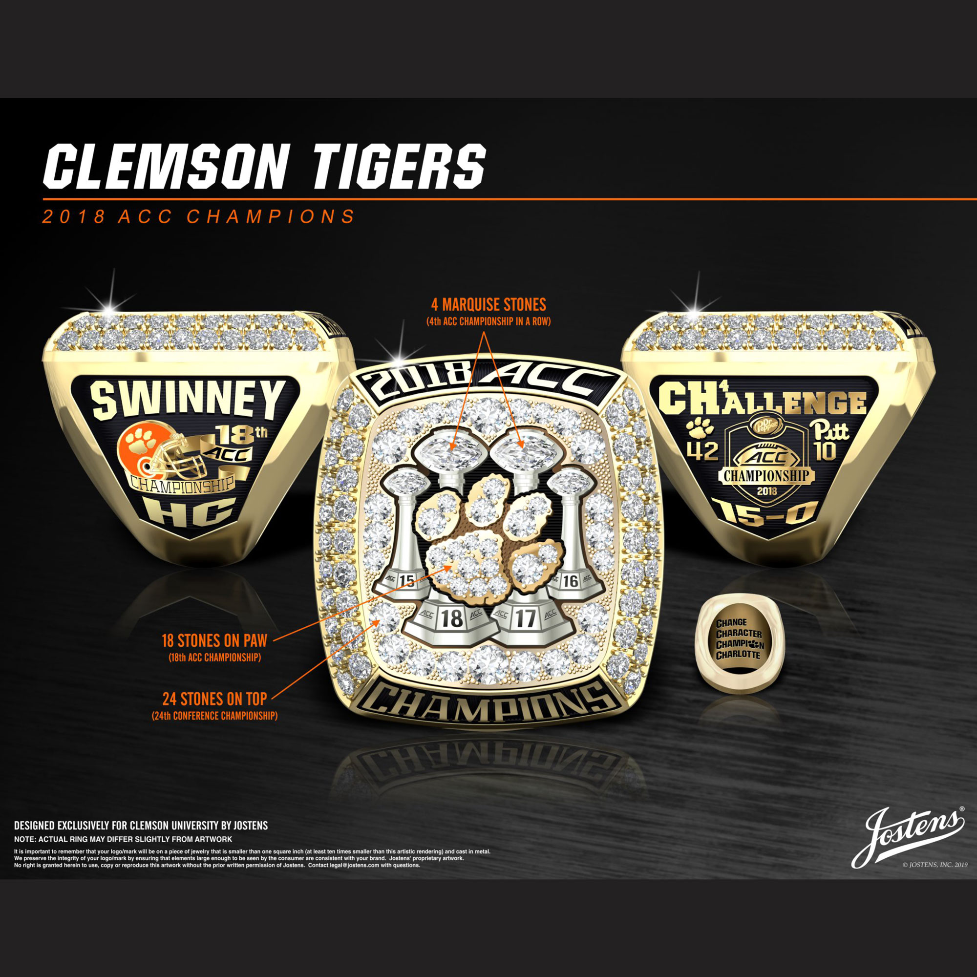 Clemson University Men's Football 2018 ACC Championship Ring