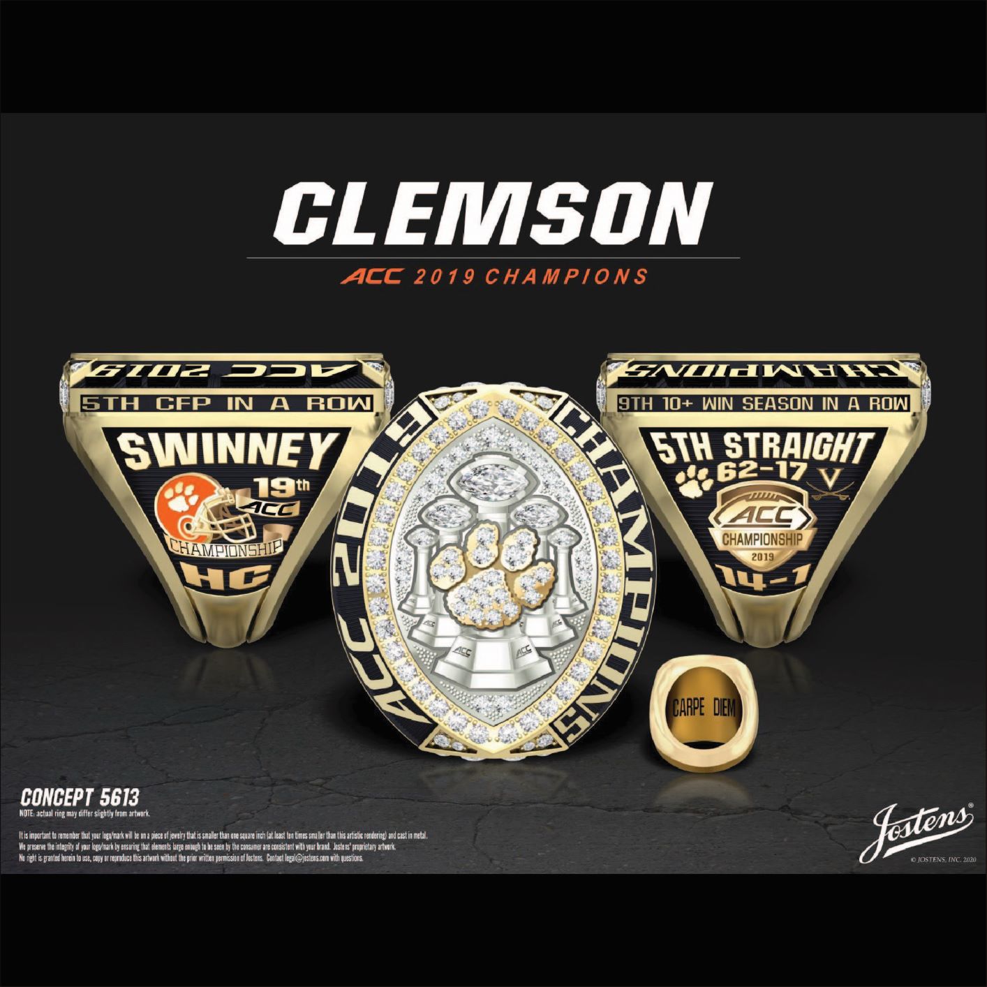 Clemson University Men's Football 2019 ACC Championship Ring