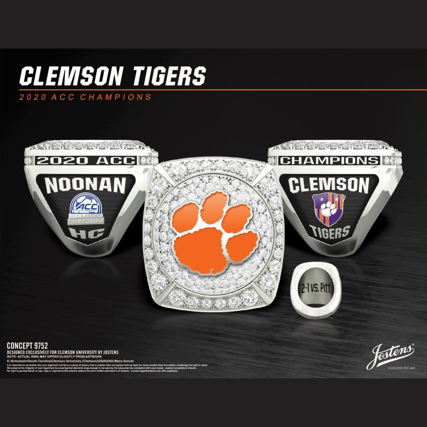 Clemson University Men's Soccer 2020 ACC Championship Ring