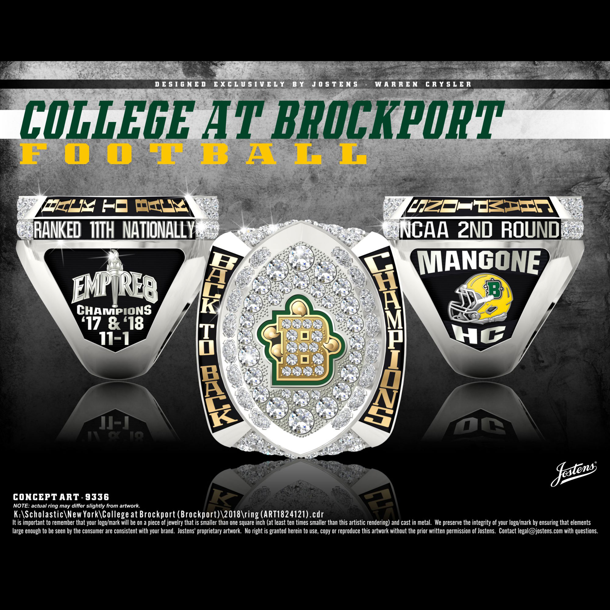 College at Brockport Men's Football 2018 Empire 8 Championship Ring