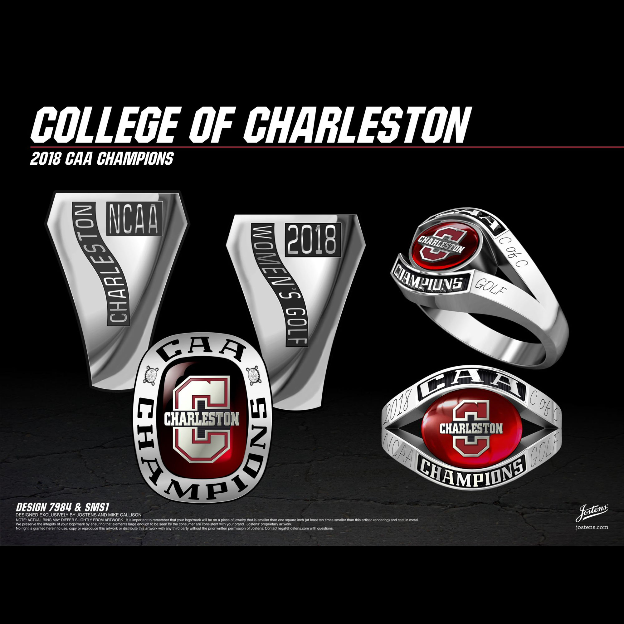 College of Charleston Women's Golf 2018 CAA Championship Ring