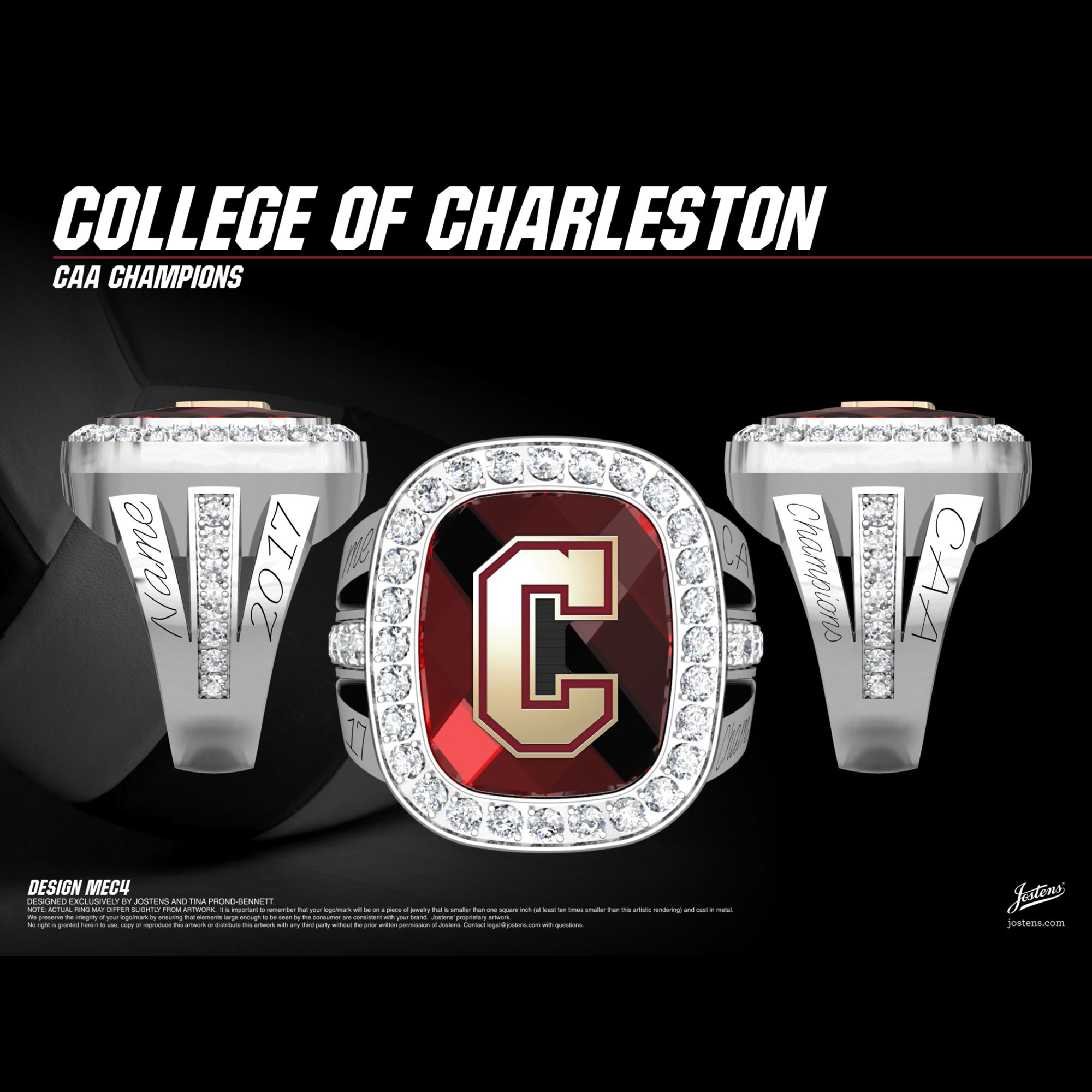 College of Charleston Women's Volleyball 2017 CAA Championship Ring
